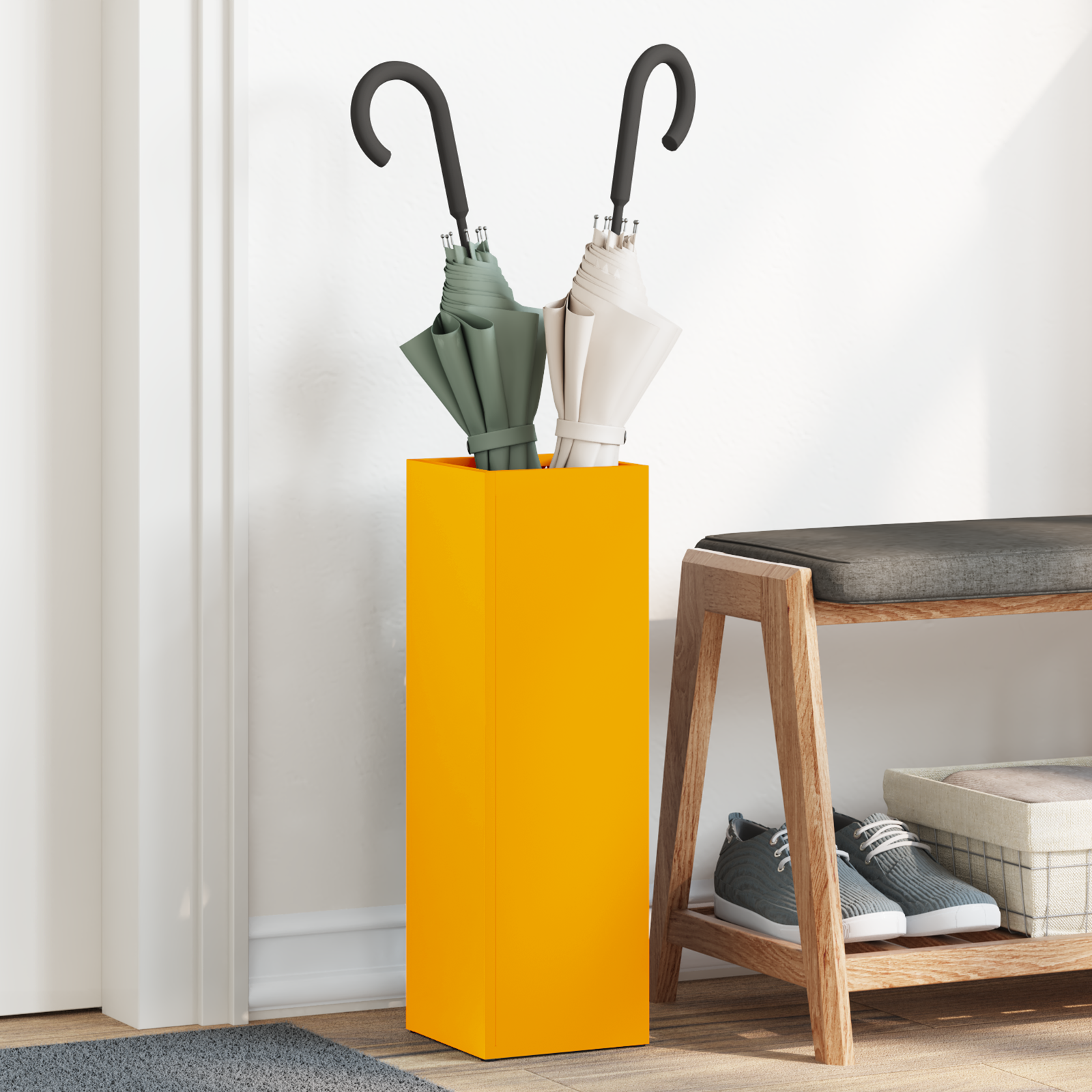 Paraplustandaard Mosterdgeel 15,5×15,5×49 cm Staal