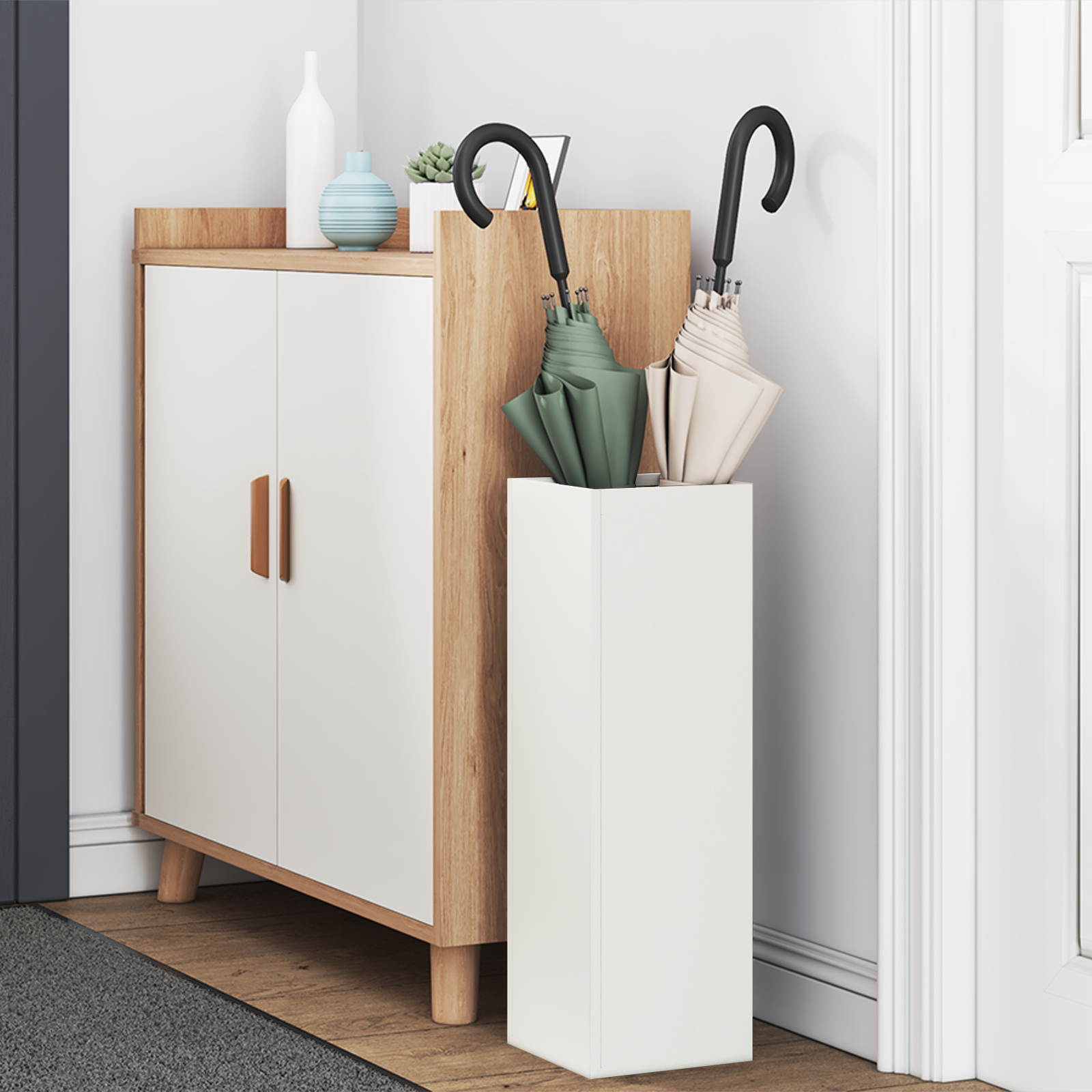 Umbrella Stand White Wood Medium White Umbrella Stand - Image 3