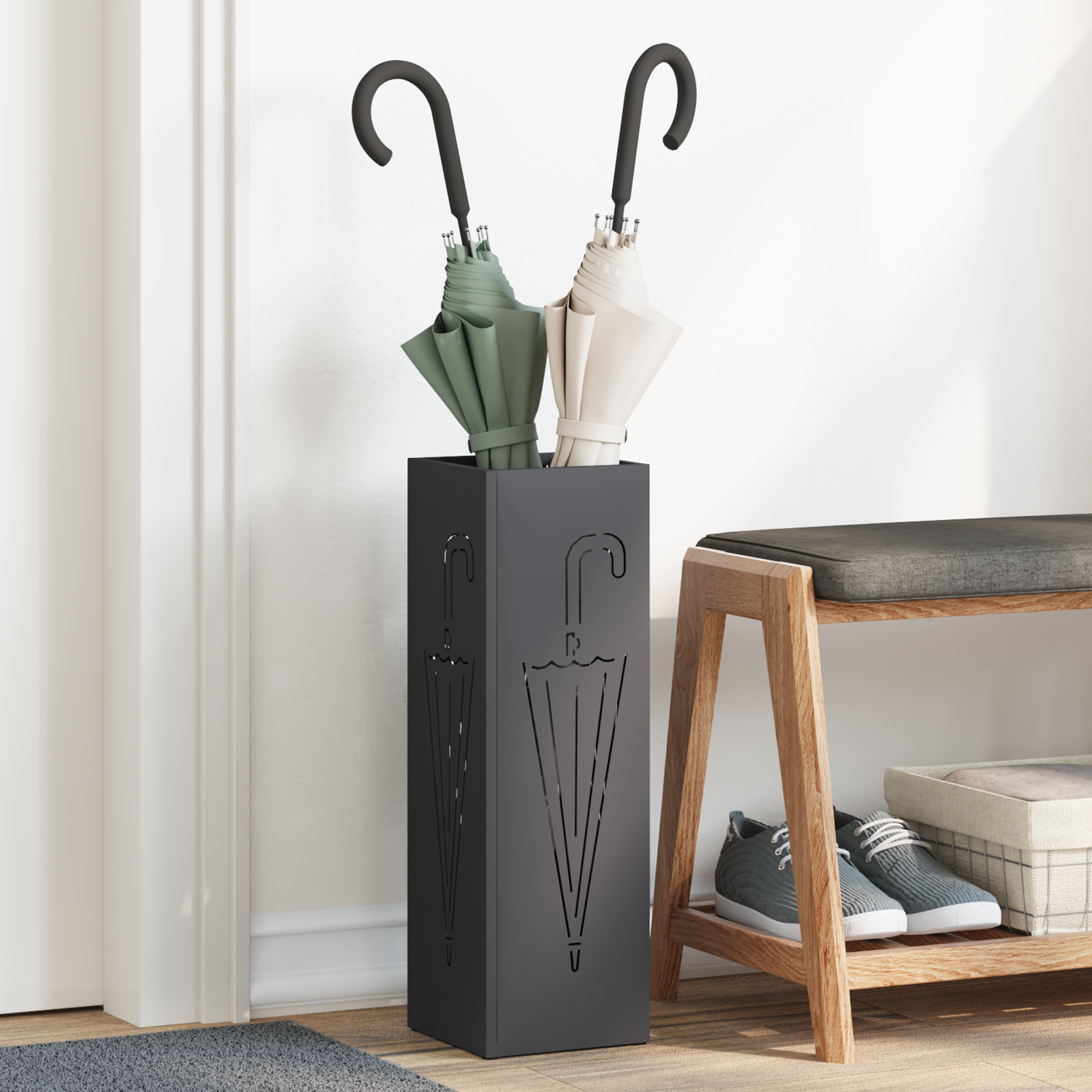 Paraplubak Zwart Staal Middelgroot Zwarte Paraplubak