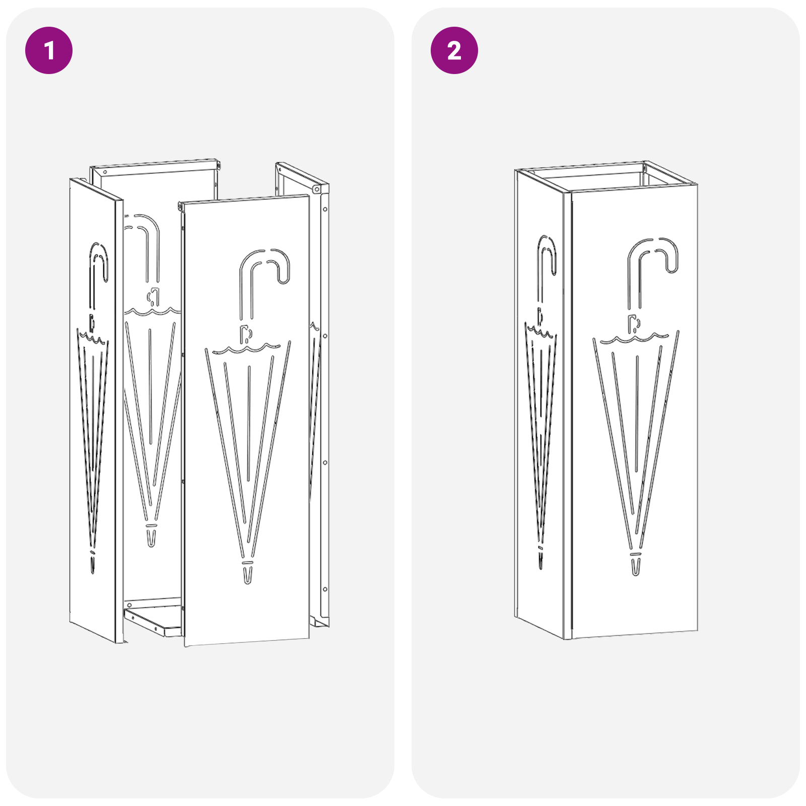 Umbrella Stand White Metal Compact Umbrella Stand Rectangular - Image 6
