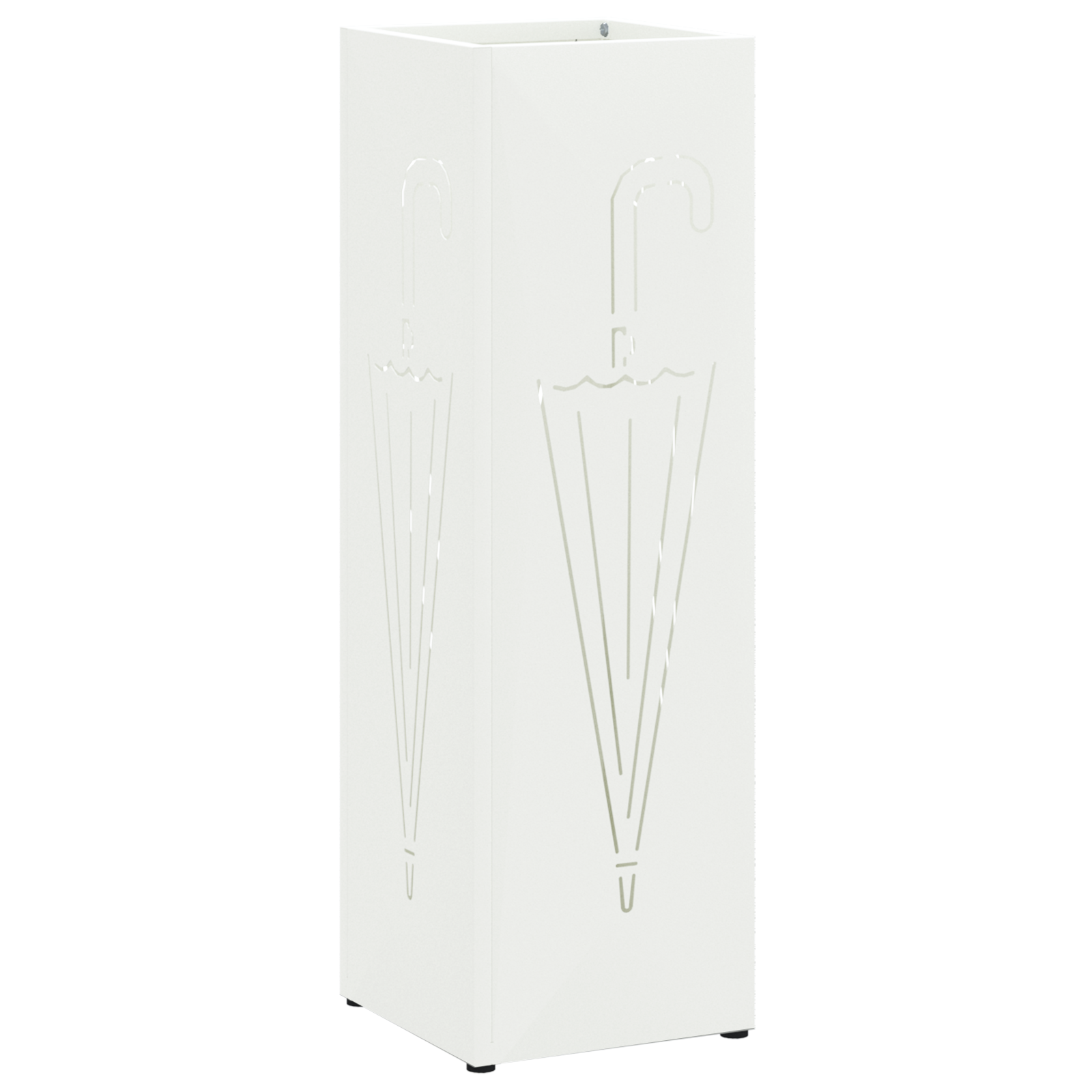 Umbrella Stand White Metal Compact Umbrella Stand Rectangular - Image 2