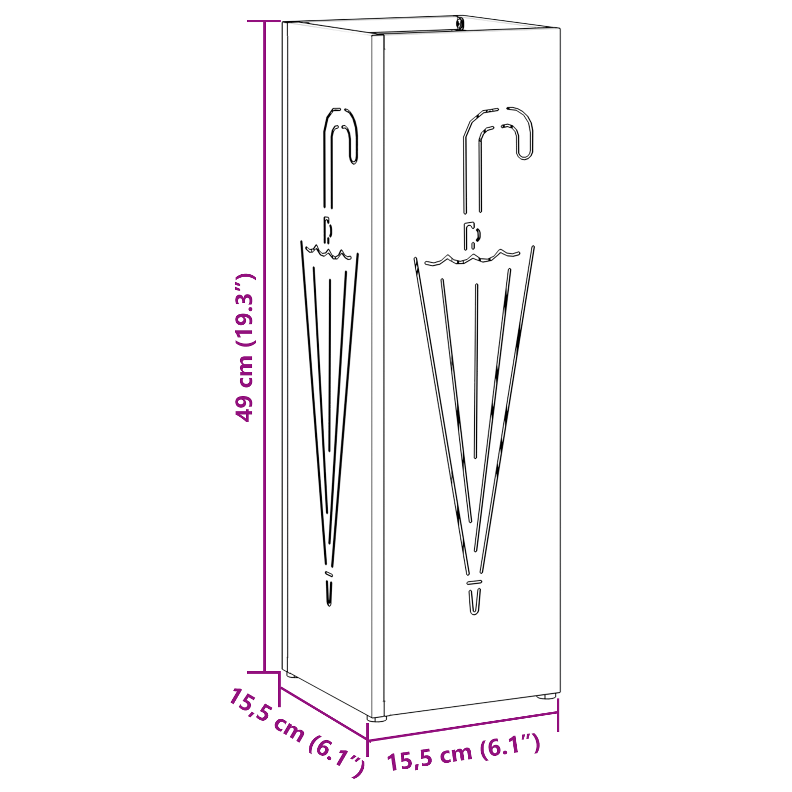 Umbrella Stand White Metal Compact Umbrella Stand Rectangular - Image 7