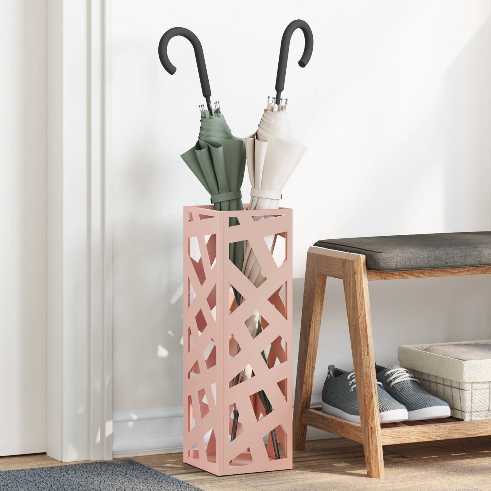 Paraplu Houder Roze 15,5×15,5×49 cm Staal
