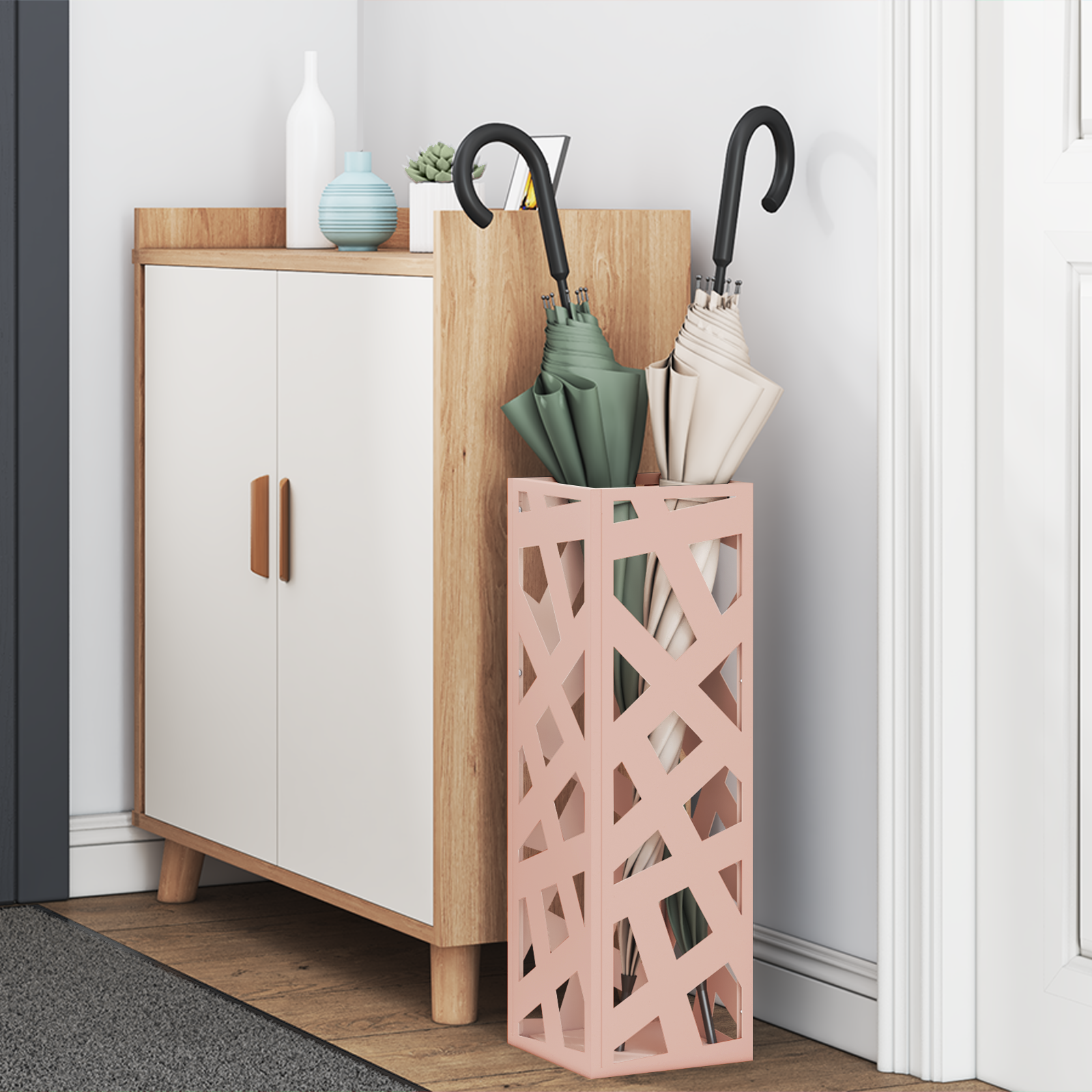 Umbrella Stand Pink Metal Medium Decorative Inlays - Image 3