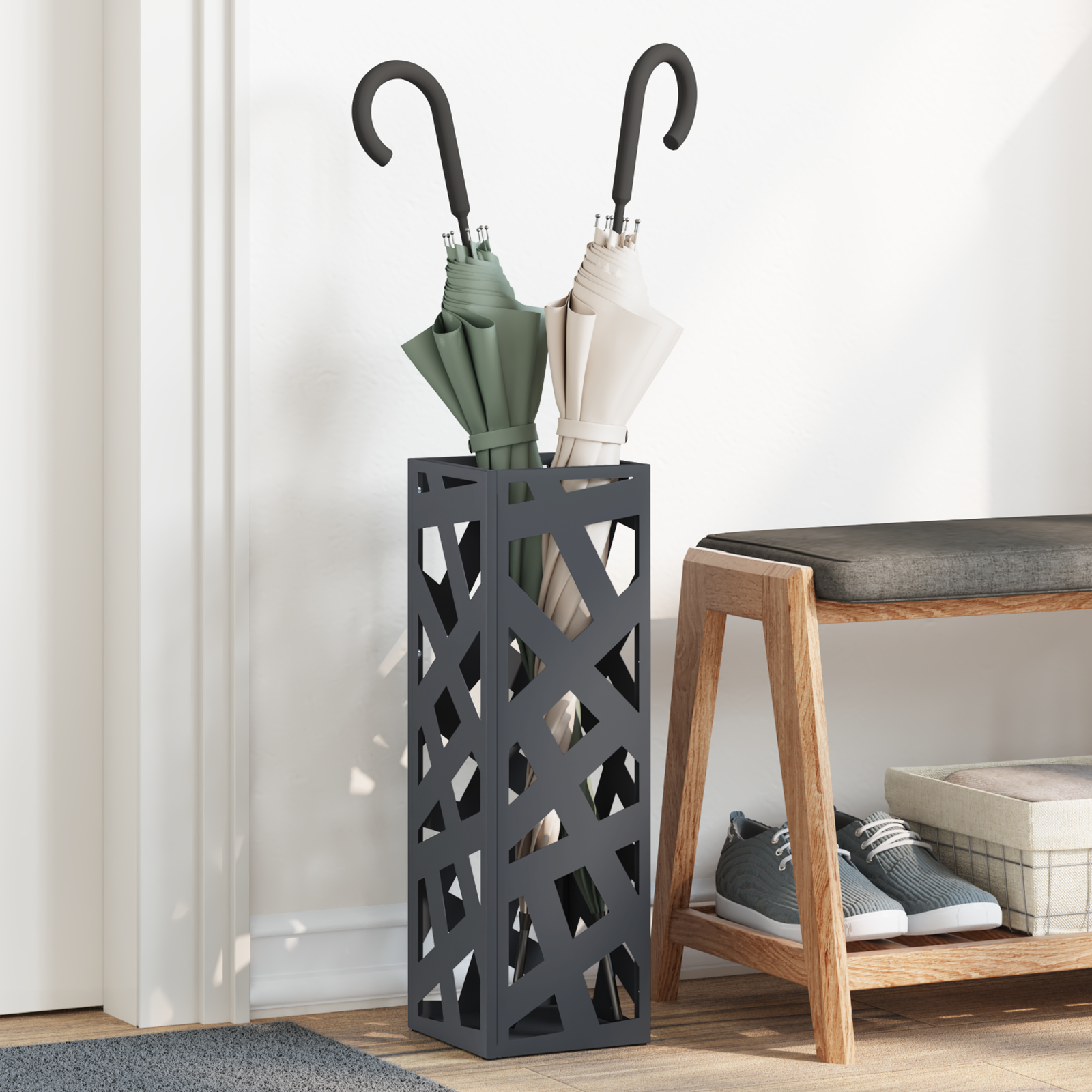 Umbrella Stand Anthracite Metal Medium Durable Umbrella Stand