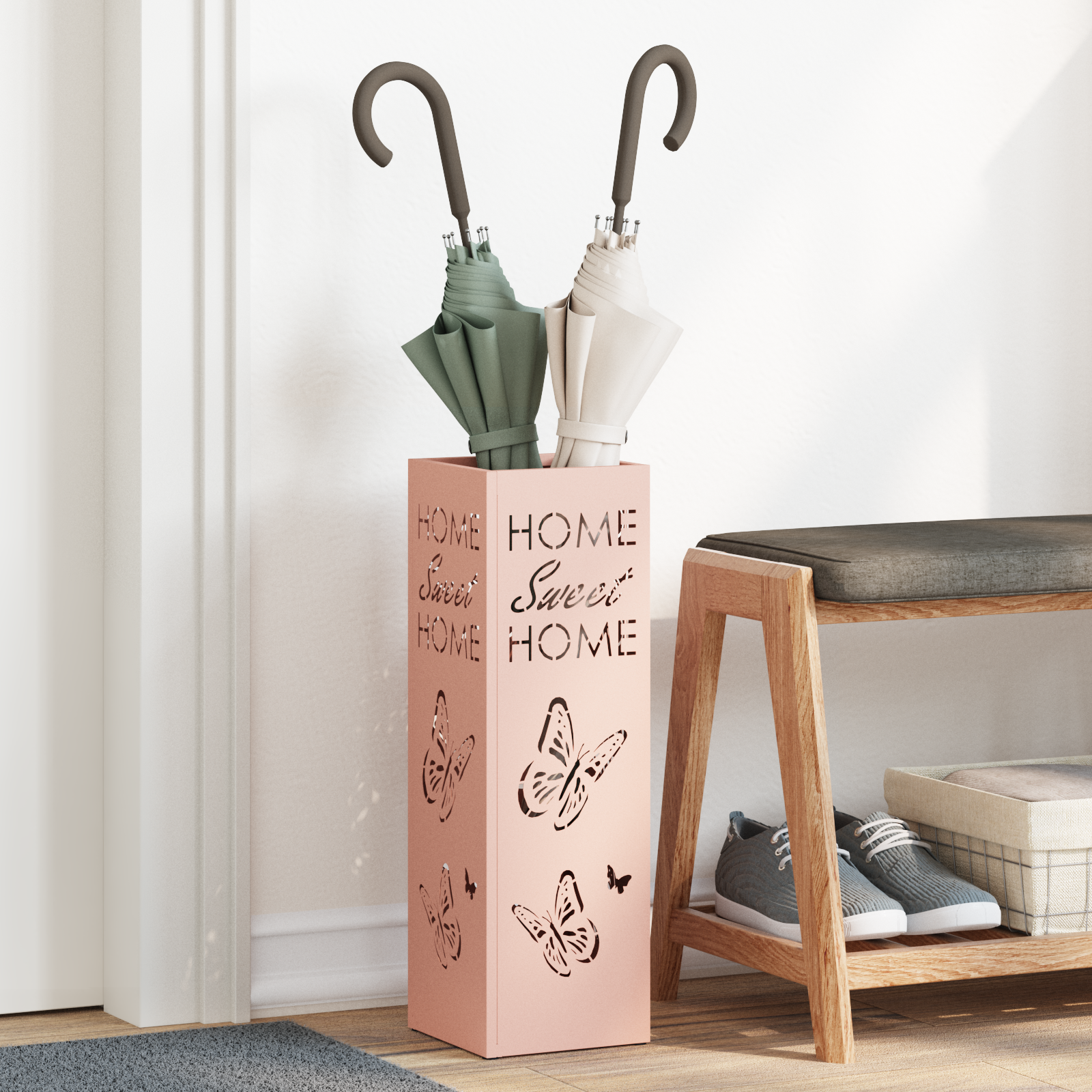 Paraplu Houder Roze 15,5×15,5×49 cm Staal