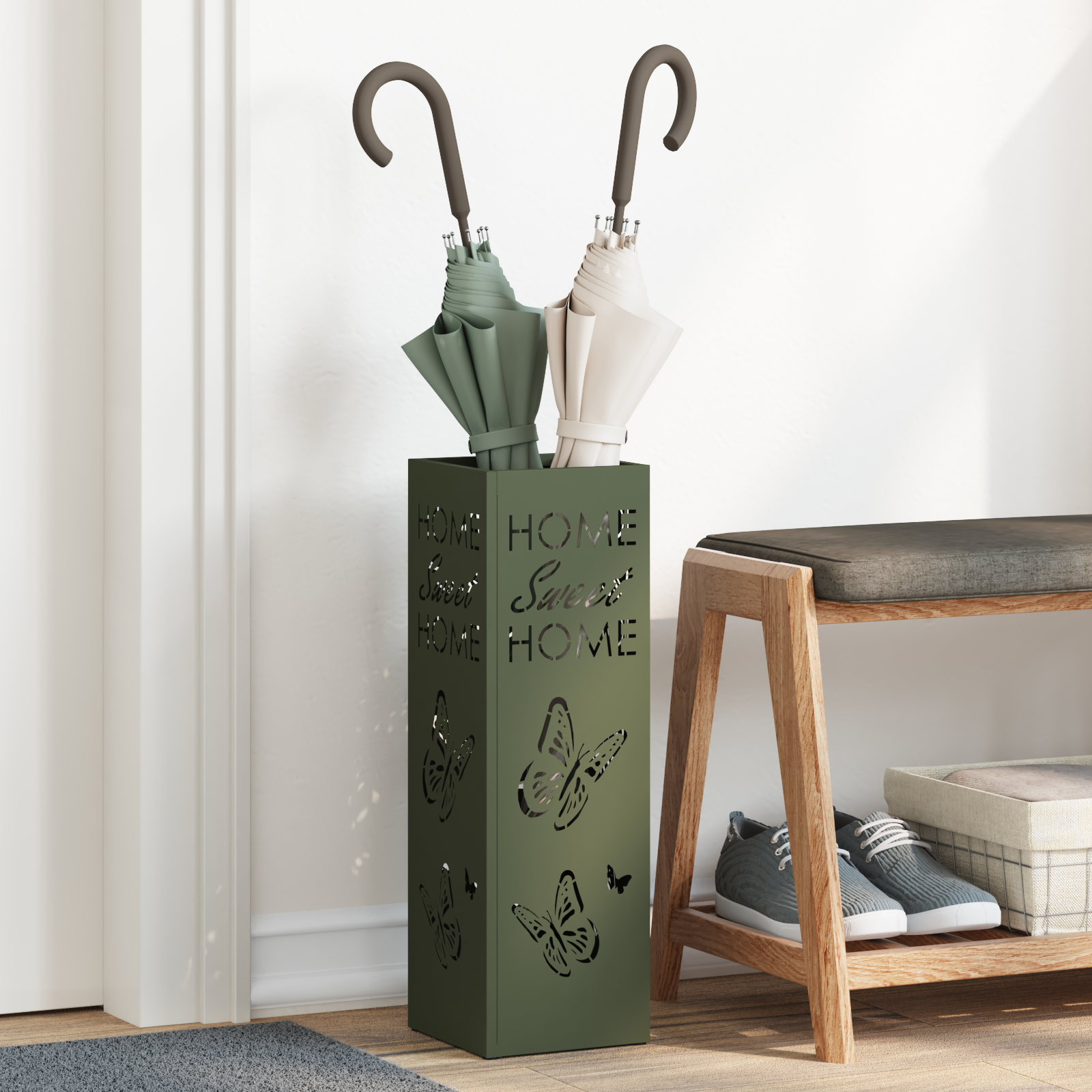 Paraplu Stand Olijfgroen 15,5×15,5×49 cm Metaal