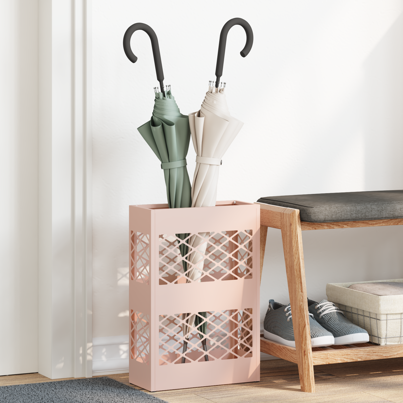 Paraplu Stand Roze 28x12x41 cm Staal