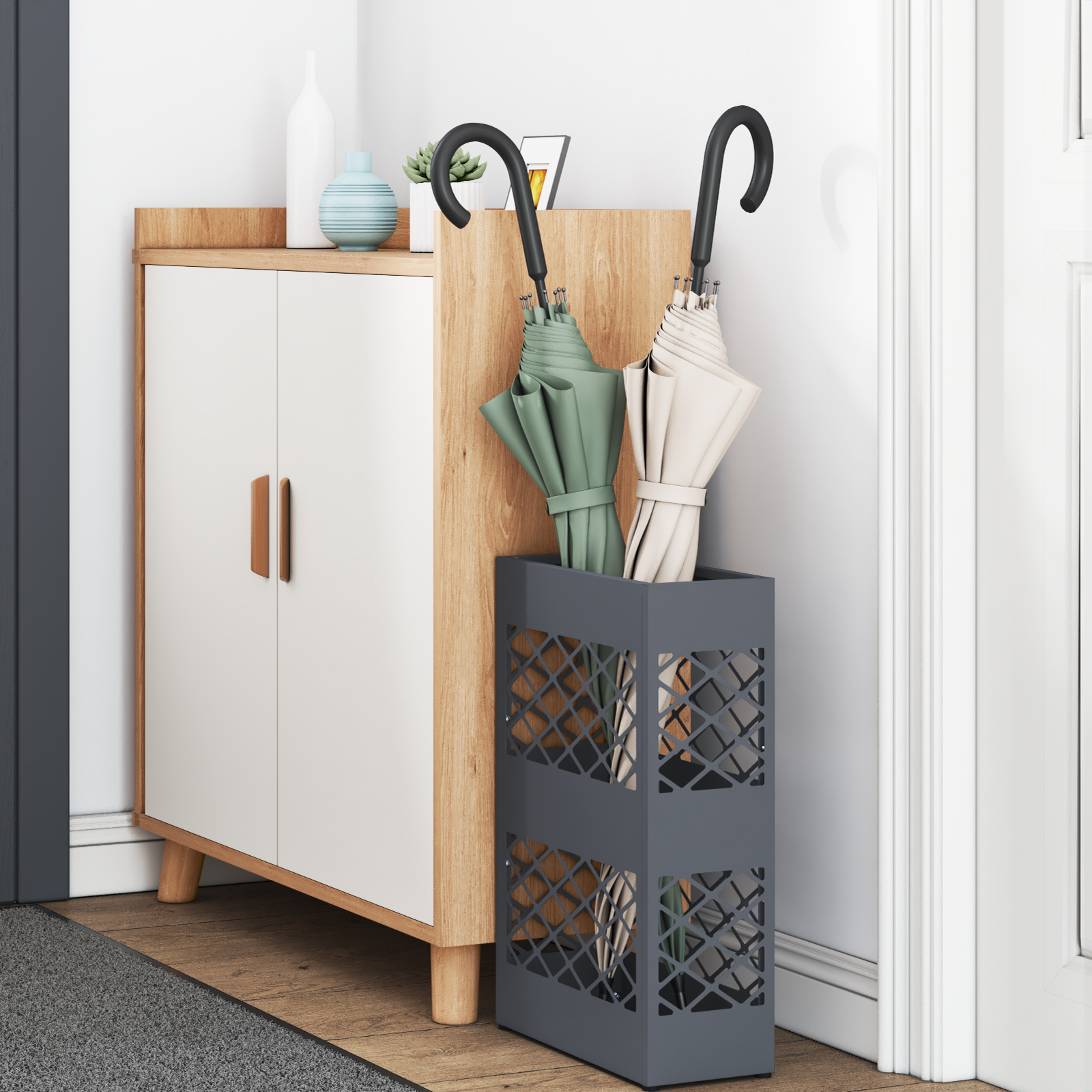 Umbrella Stand Anthracite Metal Medium Umbrella Stand - Image 3