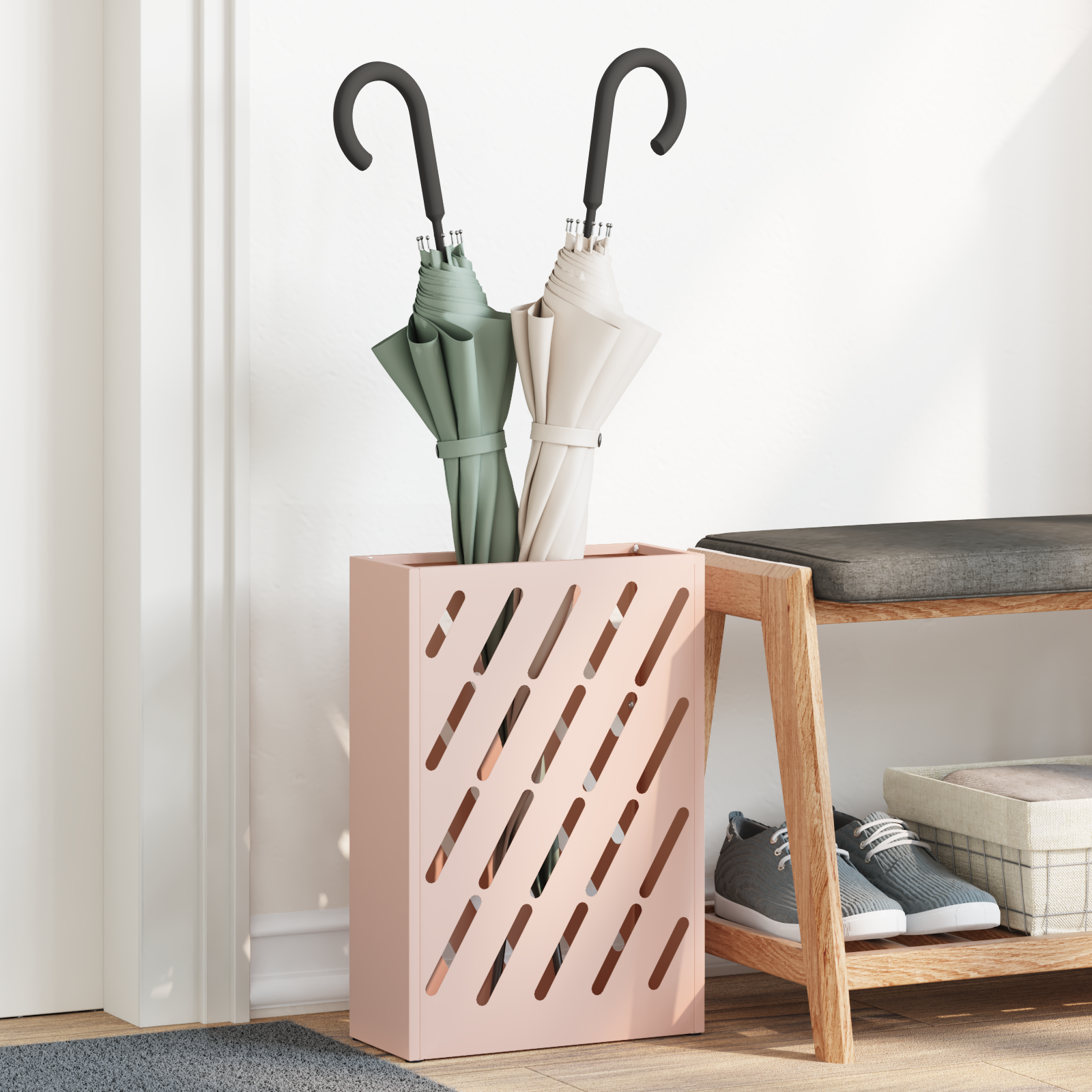Paraplu Houder Roze 28x12x41 cm Staal