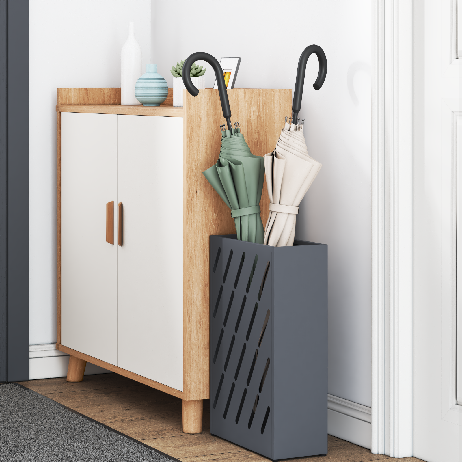 Umbrella Stand Anthracite Metal Medium Umbrella Stand - Image 3