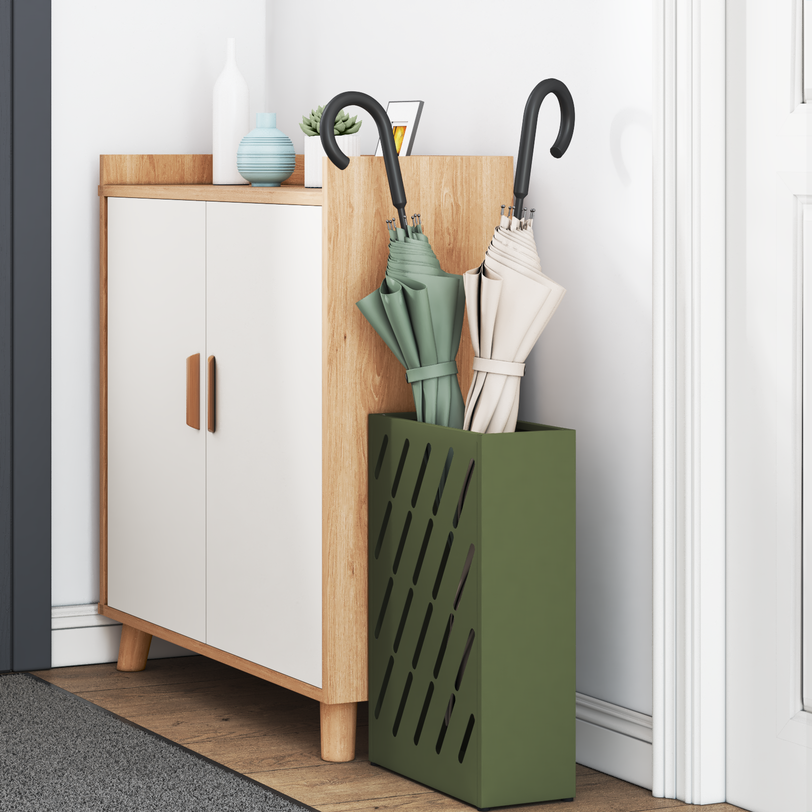 Umbrella Stand Olive green Metal Standard Umbrella Stand - Image 3