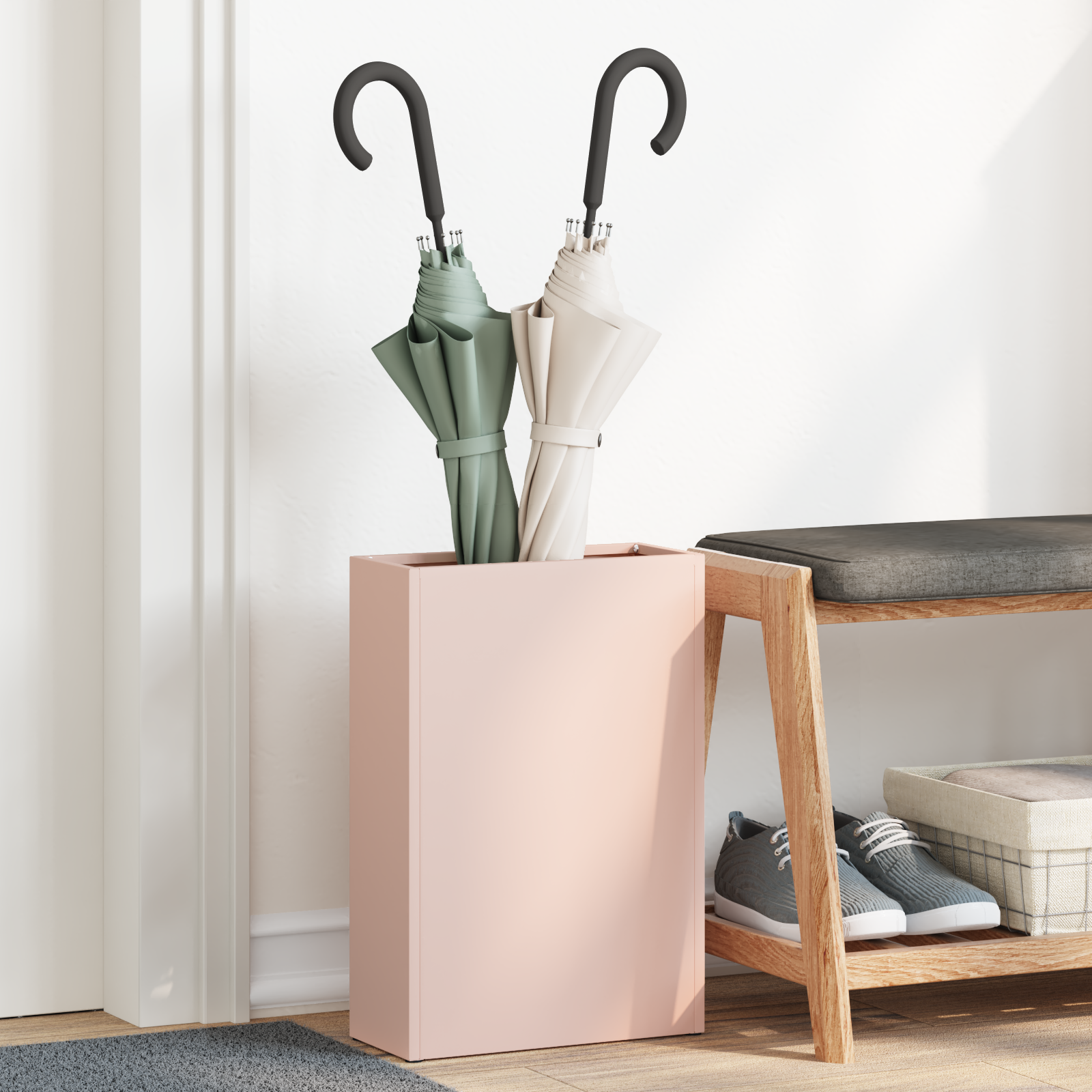 Paraplubak Roze Metaal Middelgroot Roze Paraplubak Rechthoekig