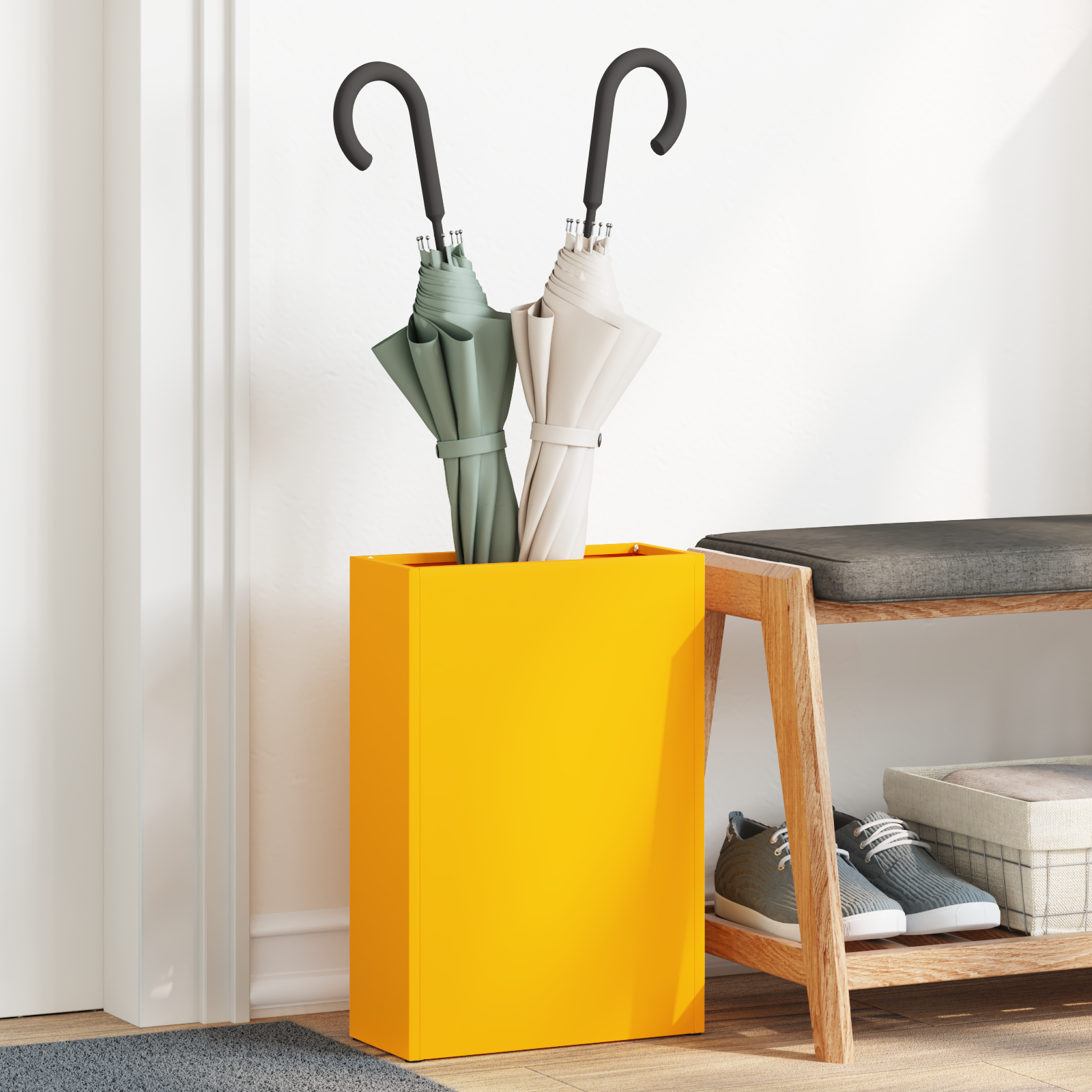 Paraplustandaard Mosterdgeel 28x12x41 cm Staal