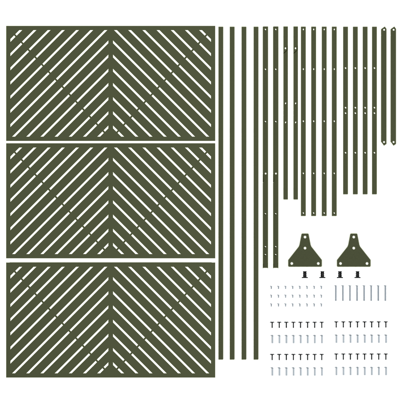 Metal Fence Panel Olive Green Metal Large Pattern - Image 5