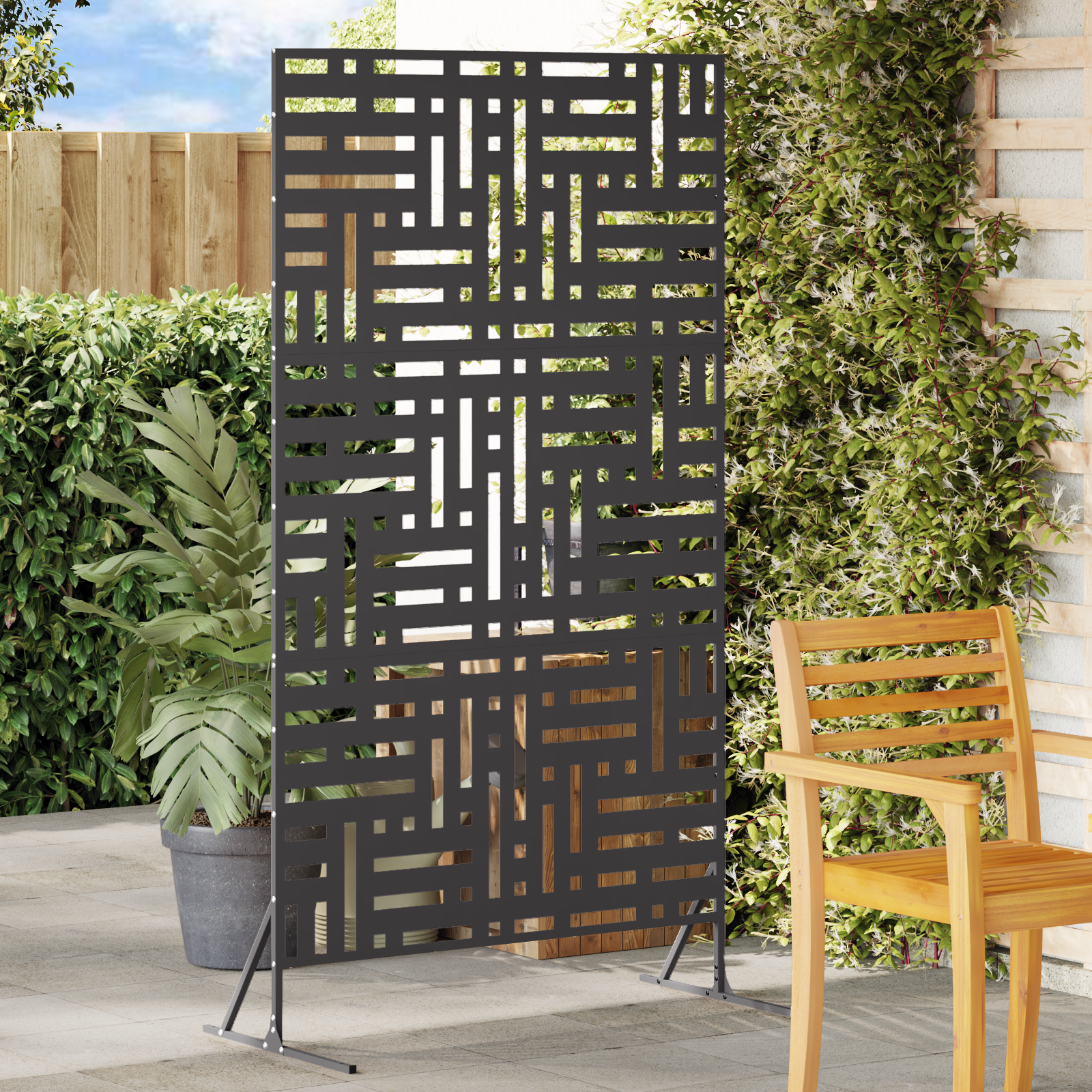 Privacy Screen 180 cm Black Steel