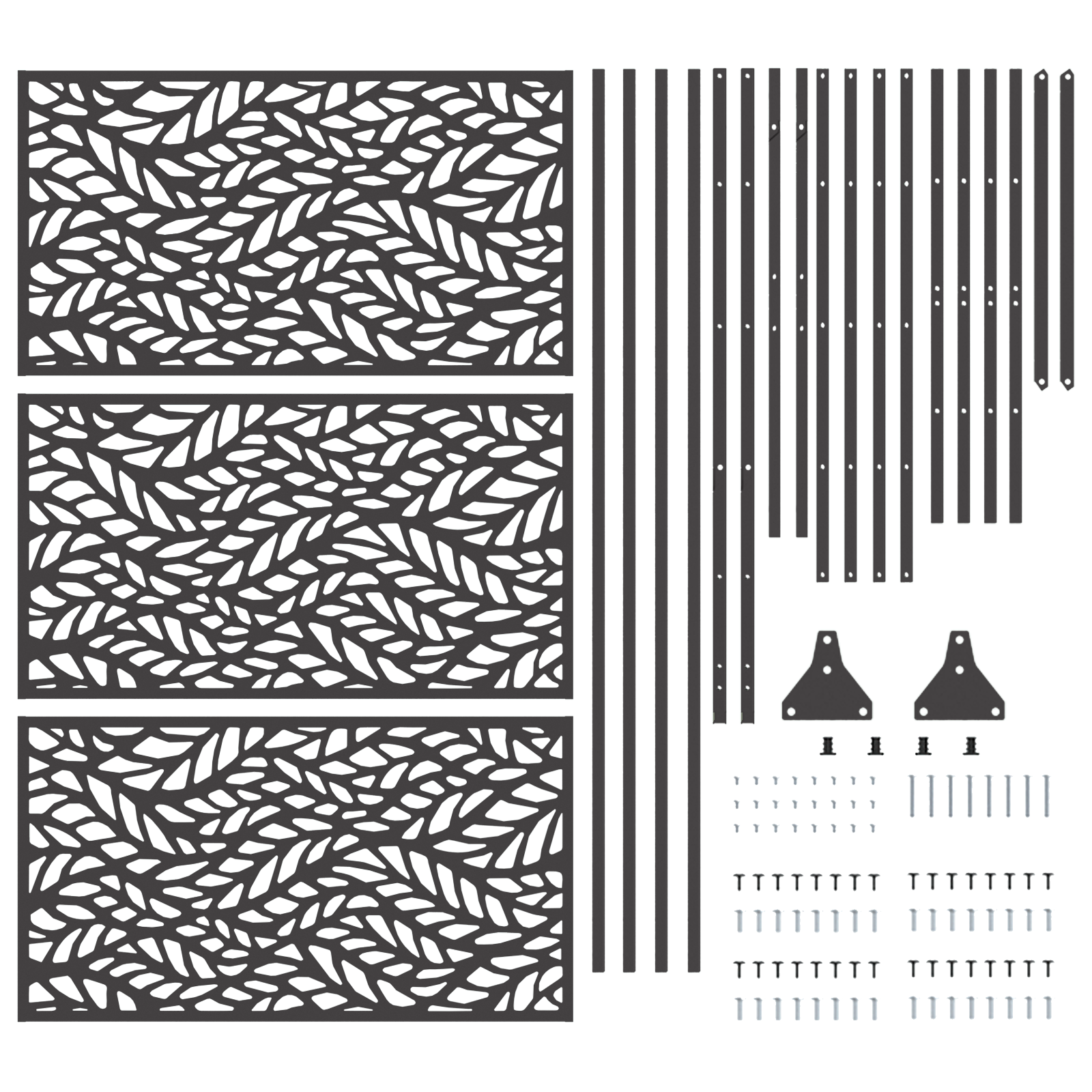 Metal Fence Panel Black Powder-Coated Steel Large Leaf Pattern - Image 5