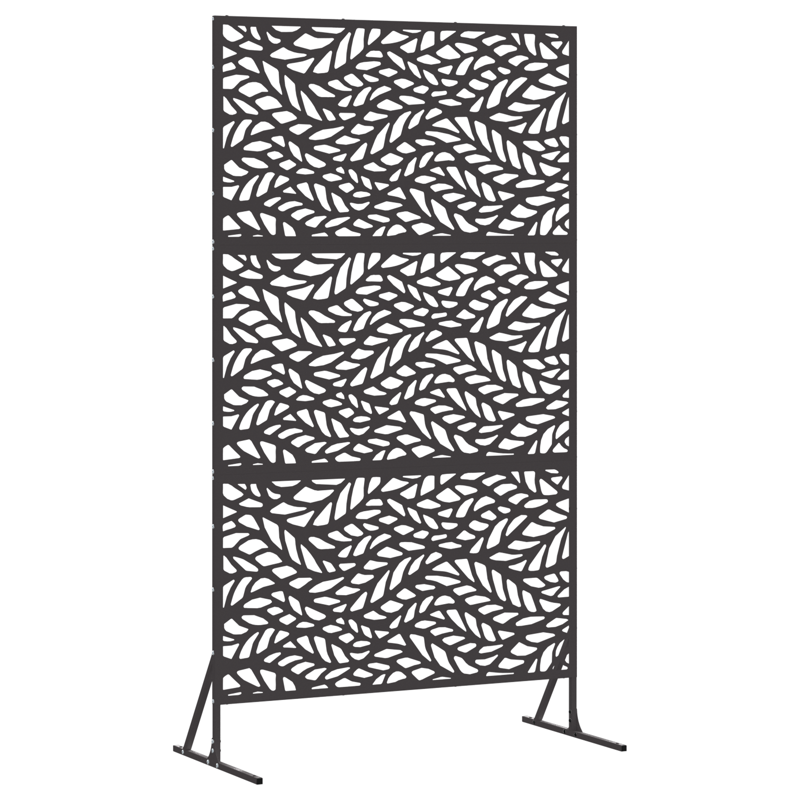 Metal Fence Panel Black Powder-Coated Steel Large Leaf Pattern - Image 2