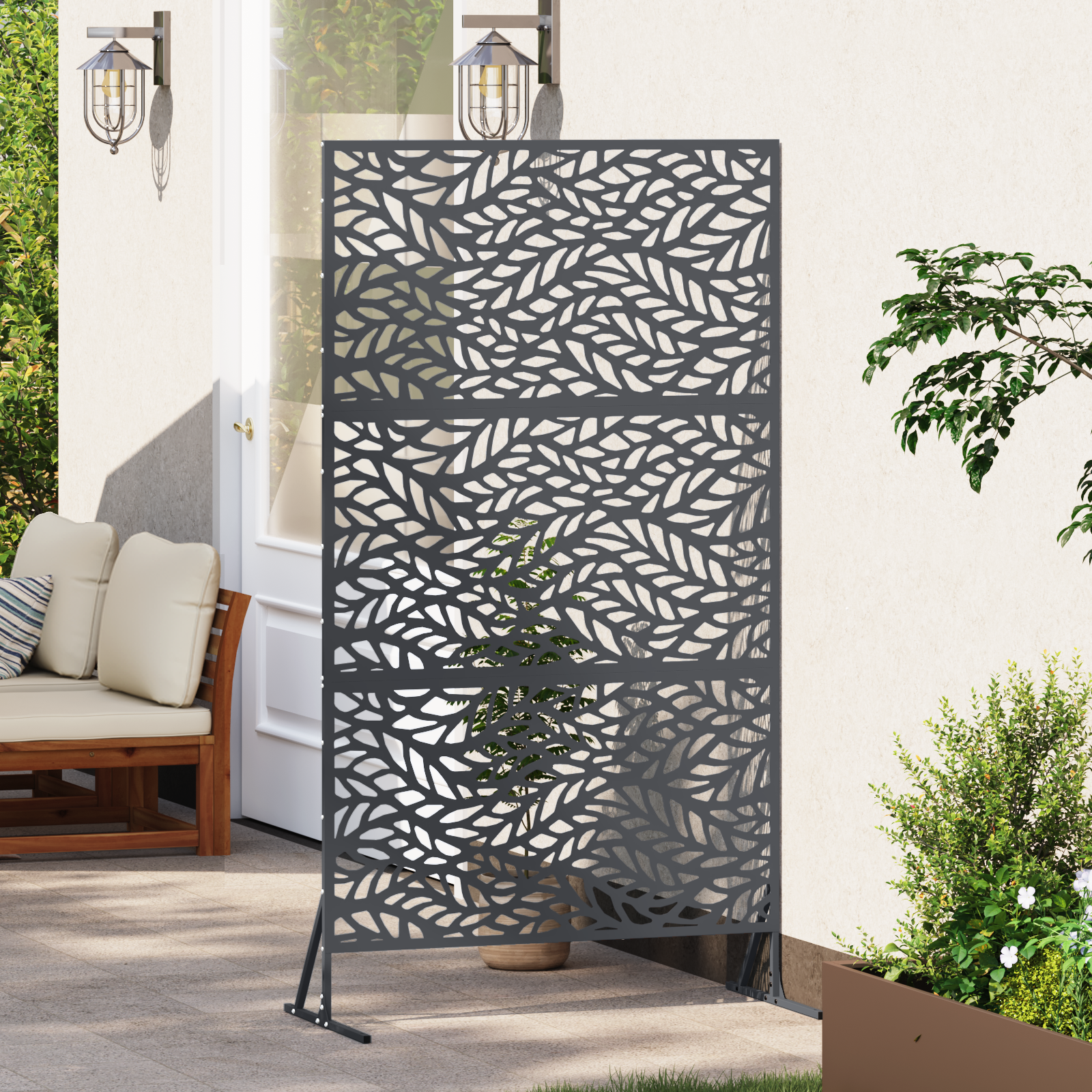 Metal Fence Panel Anthracite Metal Large Pattern - Image 3