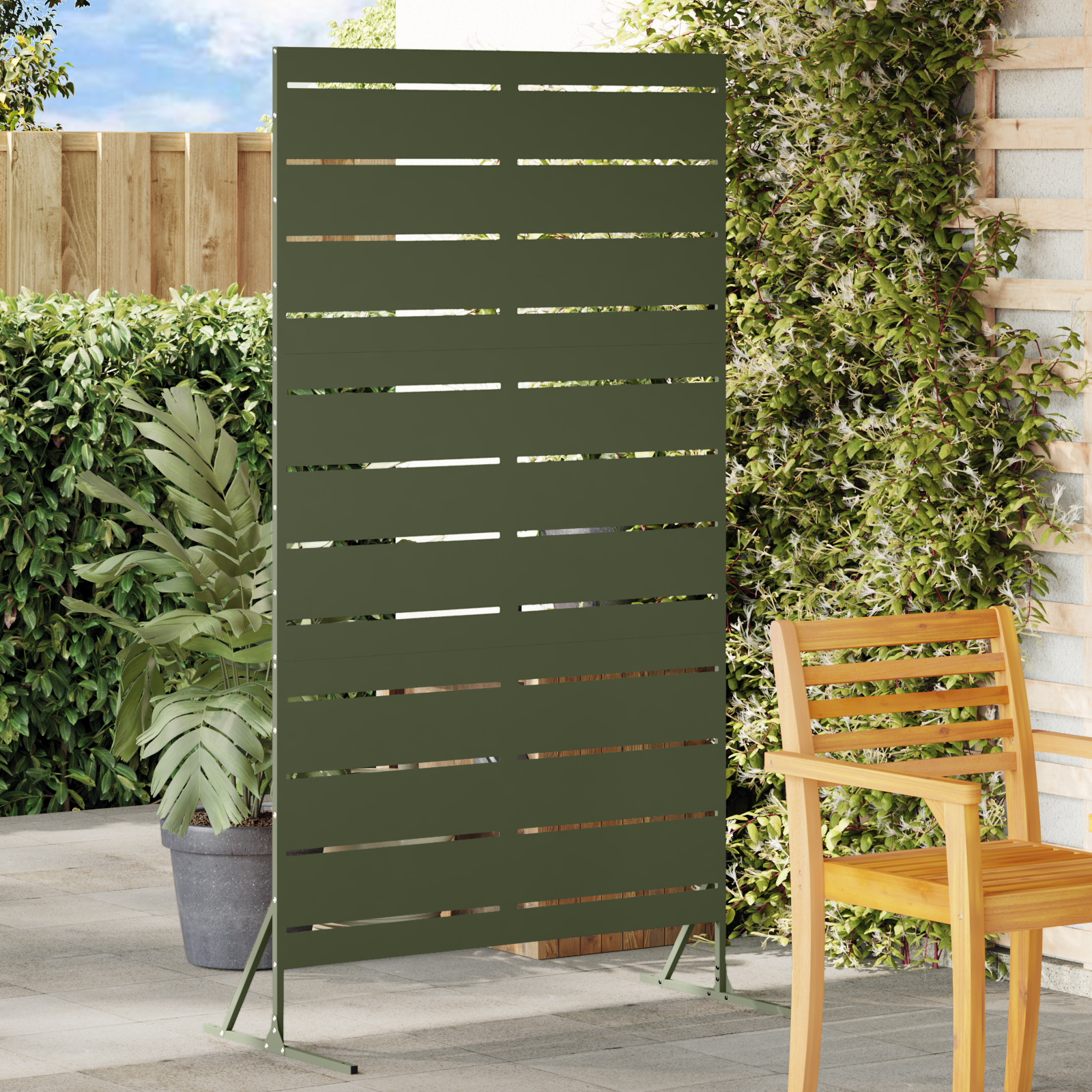 Metal Fence Panel Olive green Powder-Coated Steel