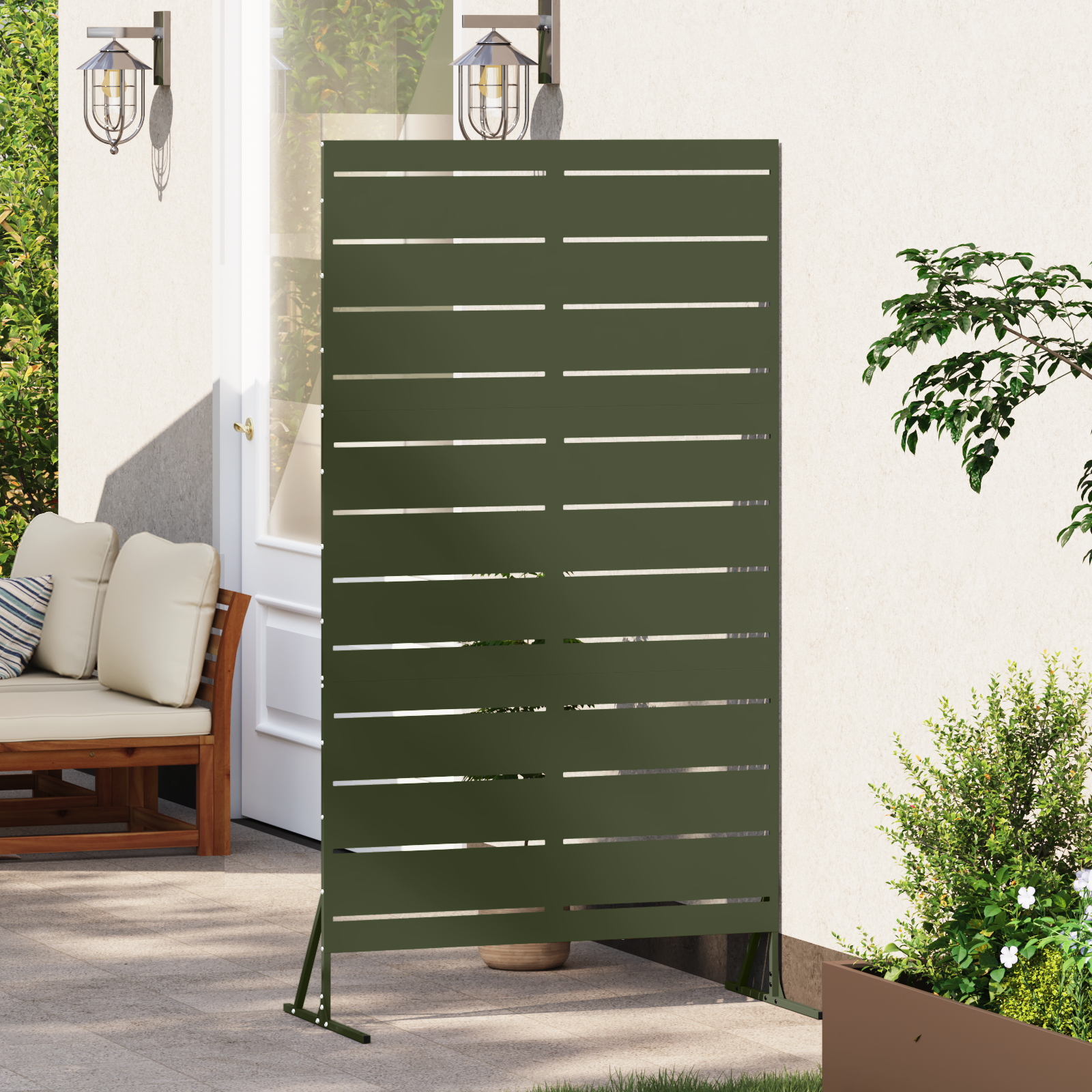 Metal Fence Panel Olive green Powder-Coated Steel - Image 3