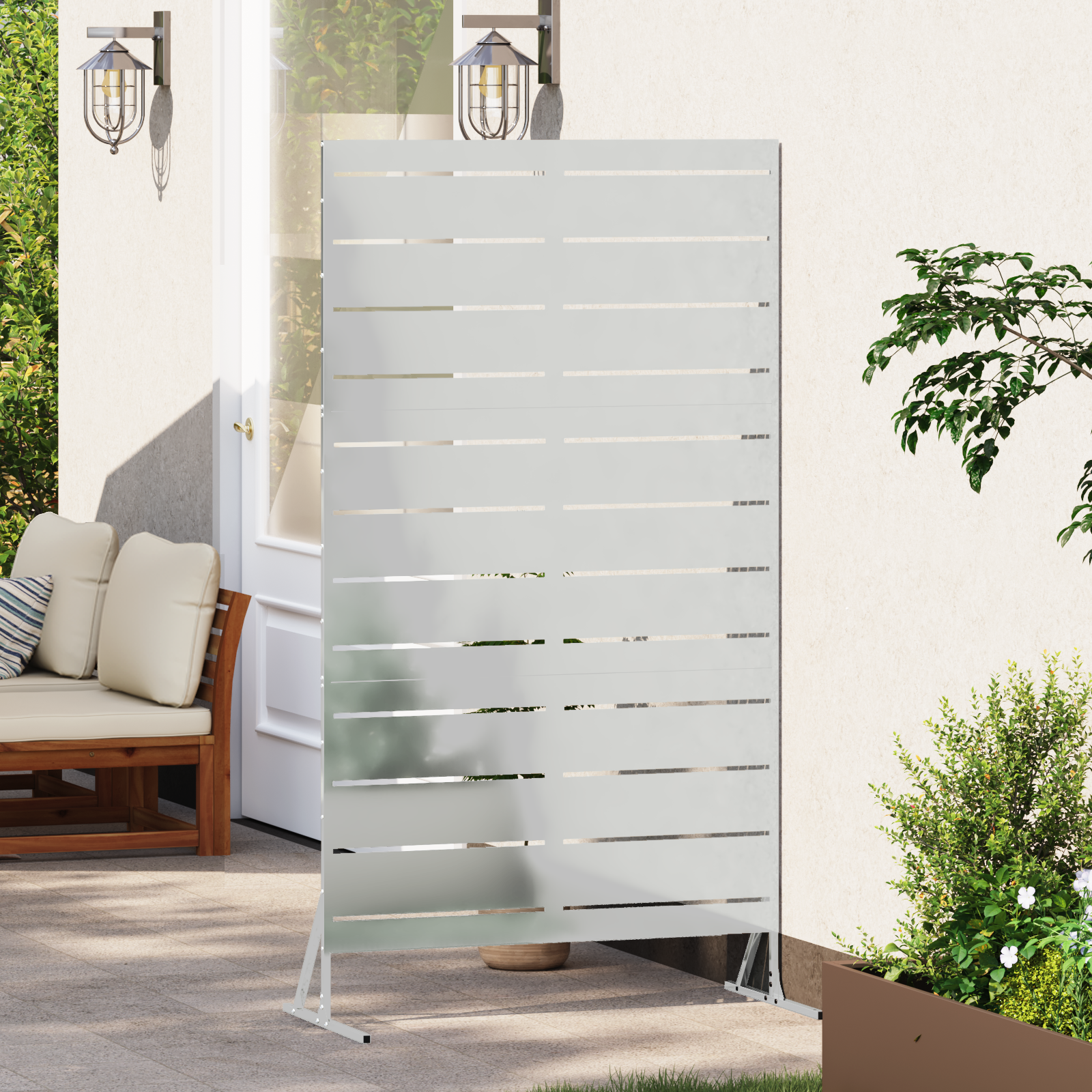 Privacy Screen 180 cm Galvanised Steel - Image 3