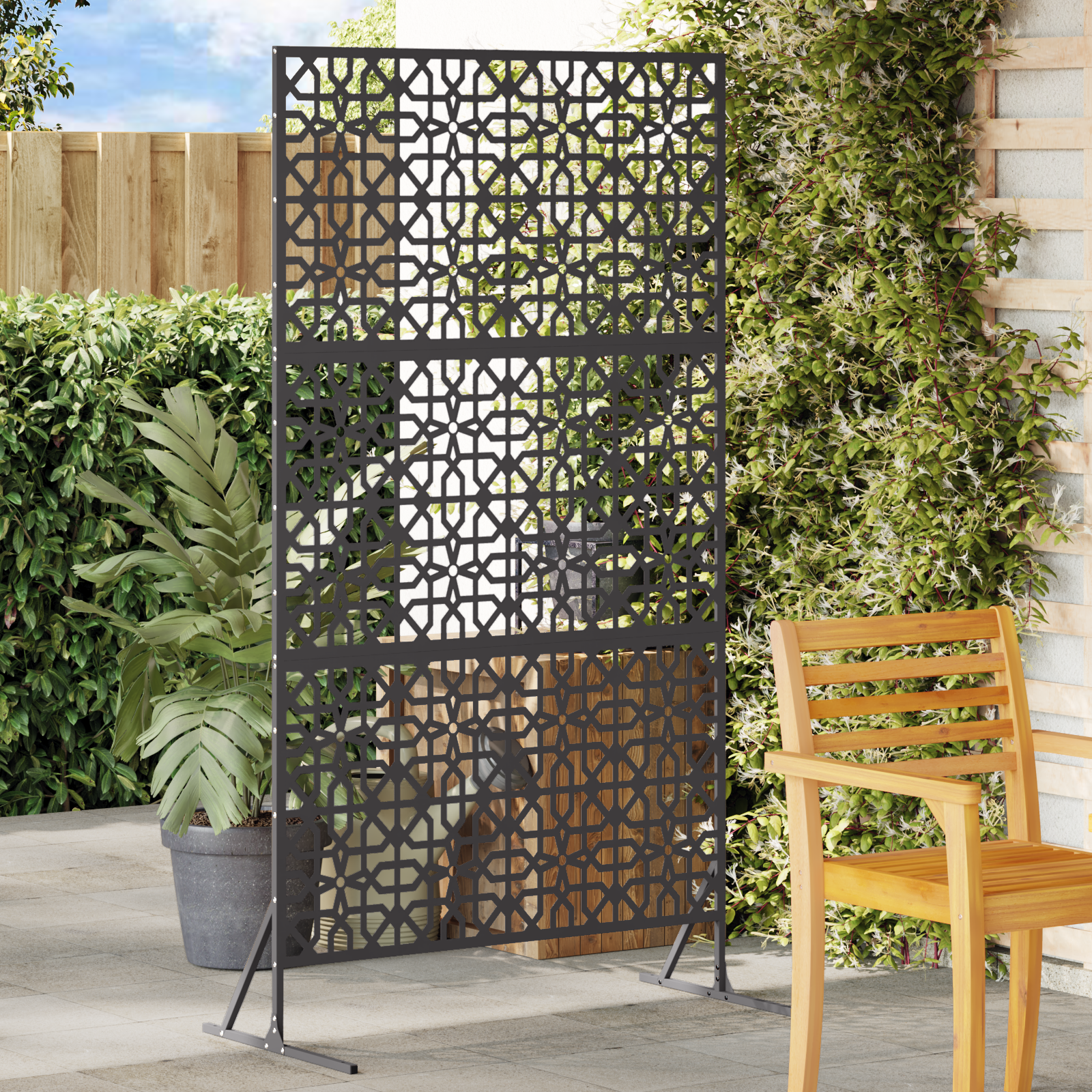 Metal Fence Panel Black Metal Large Pattern Fence Panel