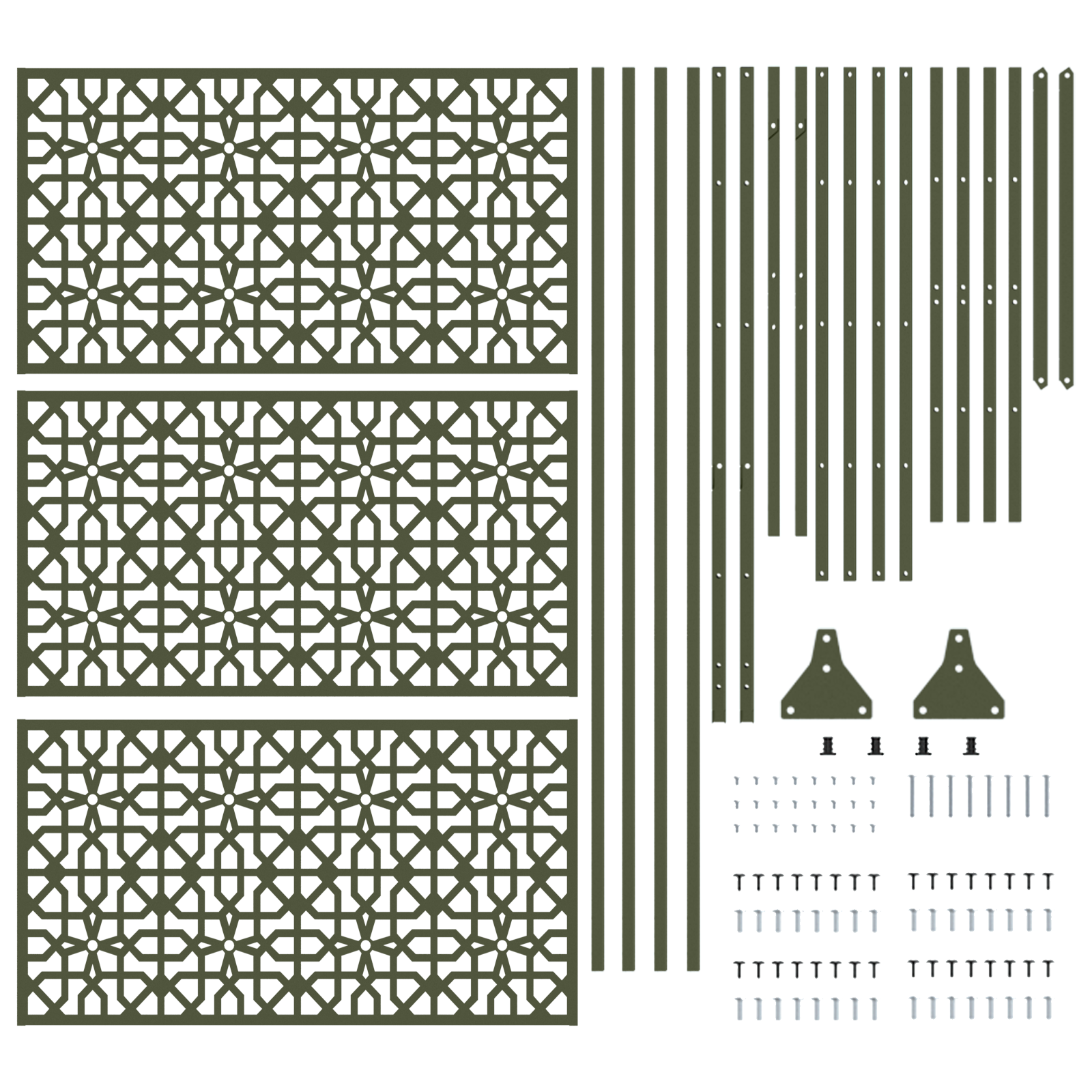 Metal Fence Panel Olive green Metal Large Decorative Inlays - Image 5