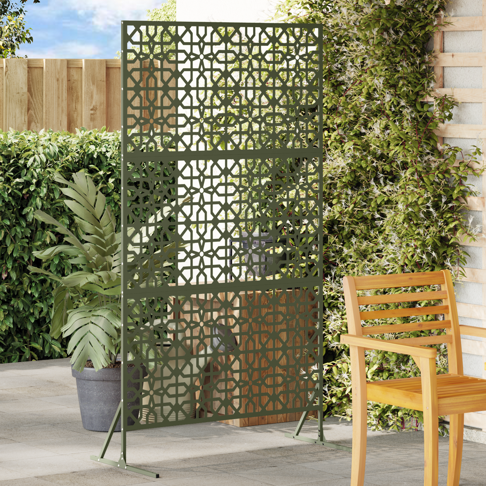 Metal Fence Panel Olive green Metal Large Decorative Inlays