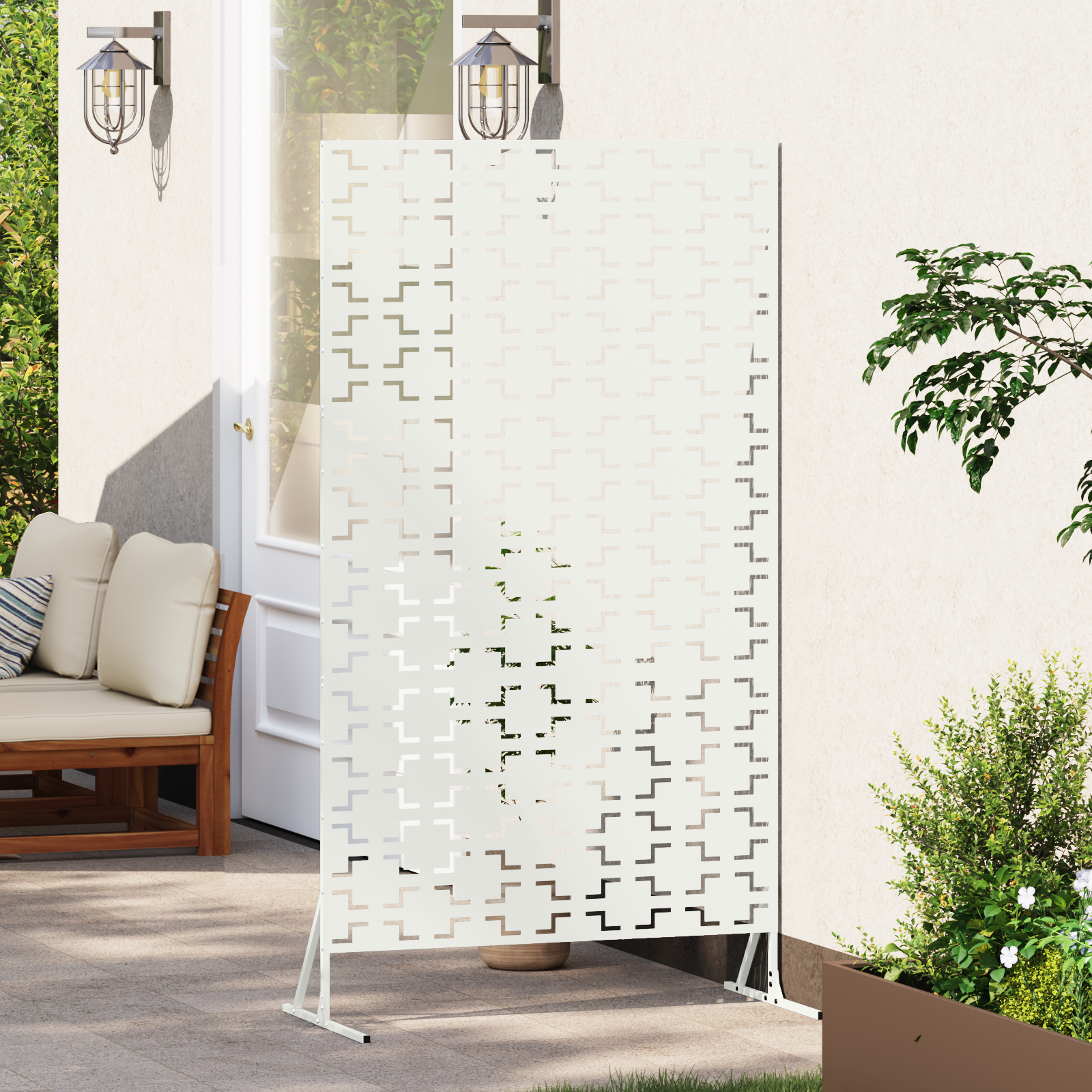 Metal Fence Panel White Metal Large Decorative Inlays - Image 3