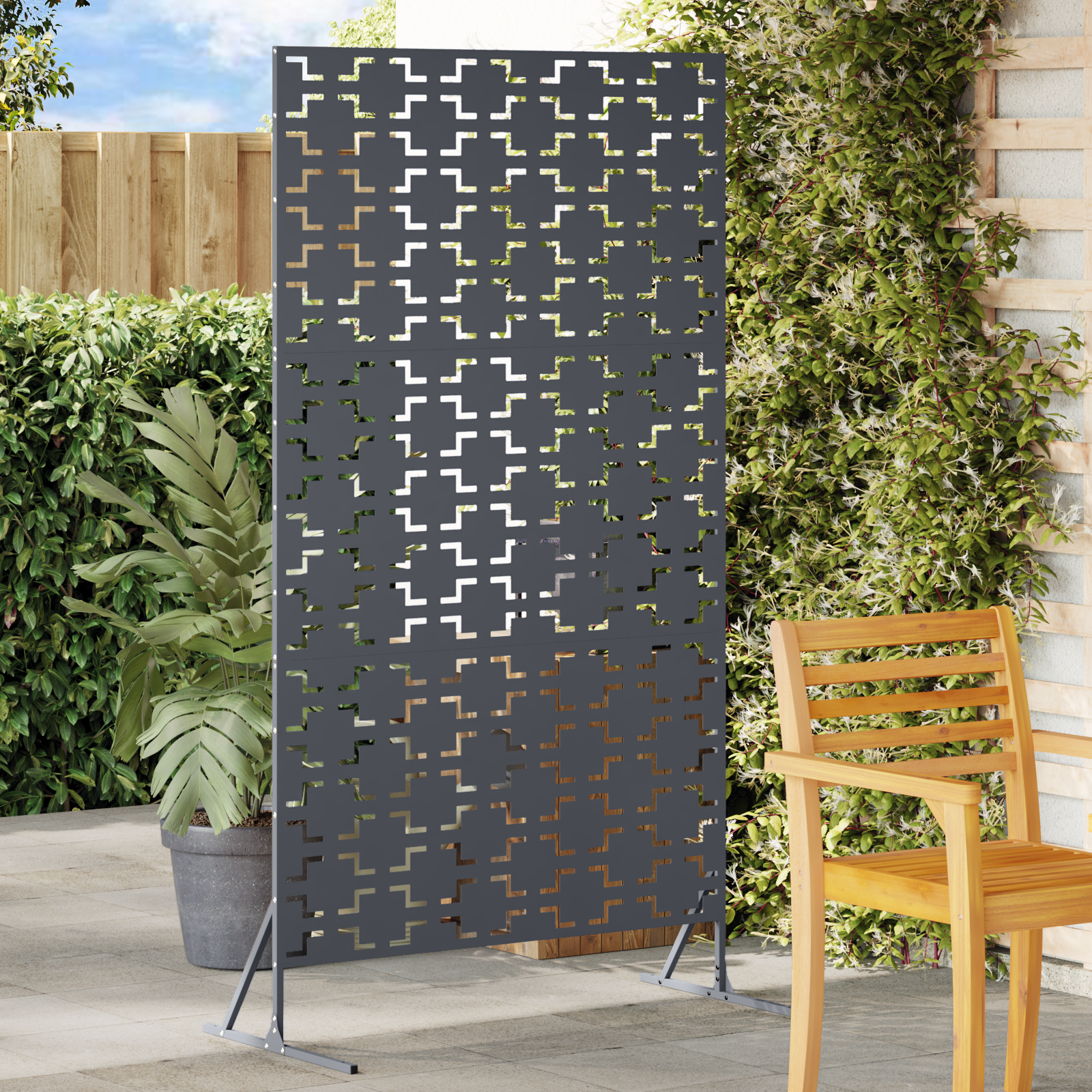 Metal Fence Panel Anthracite Powder-Coated Steel Standard Pattern
