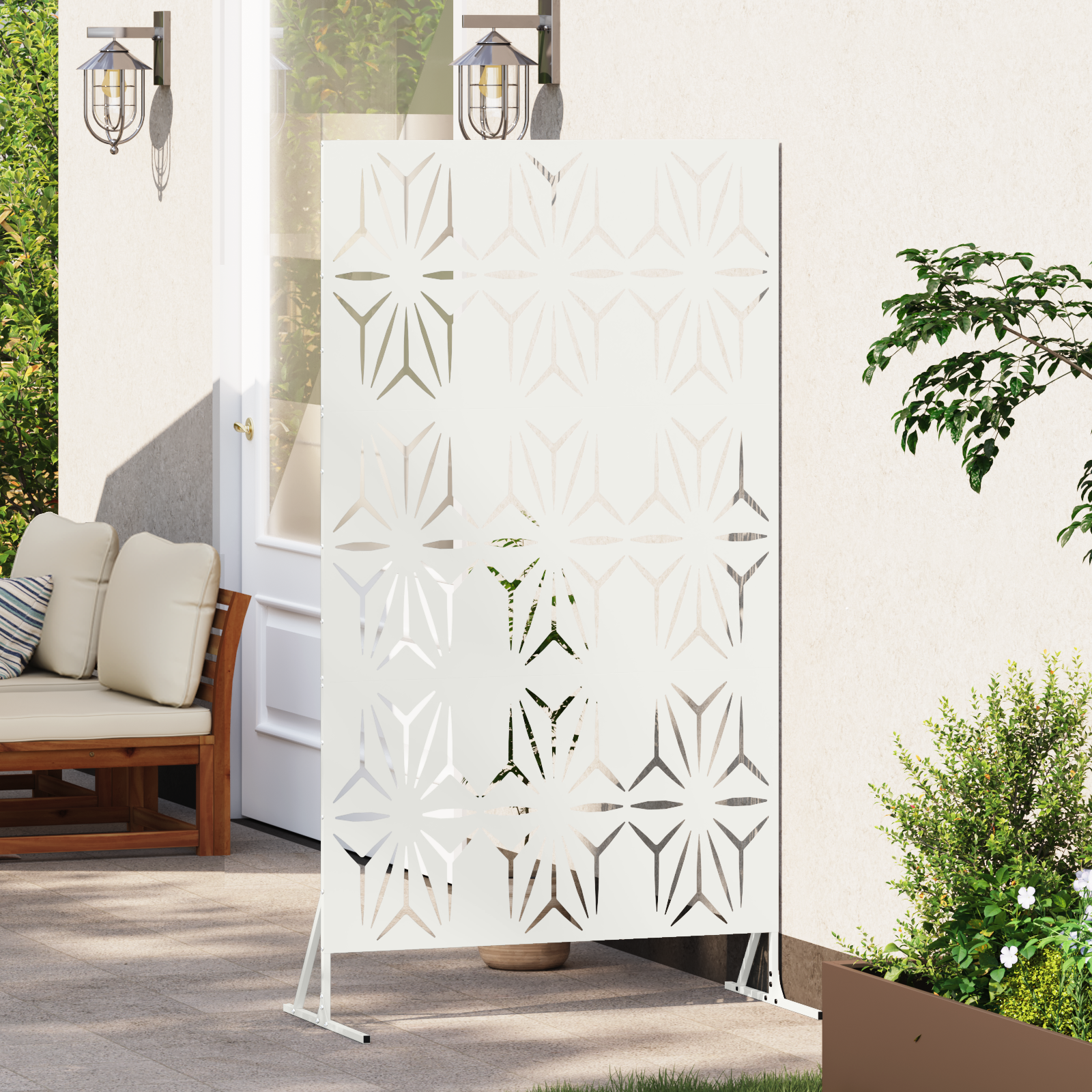 Metal Fence Panel White Metal Large Decorative Inlays - Image 3