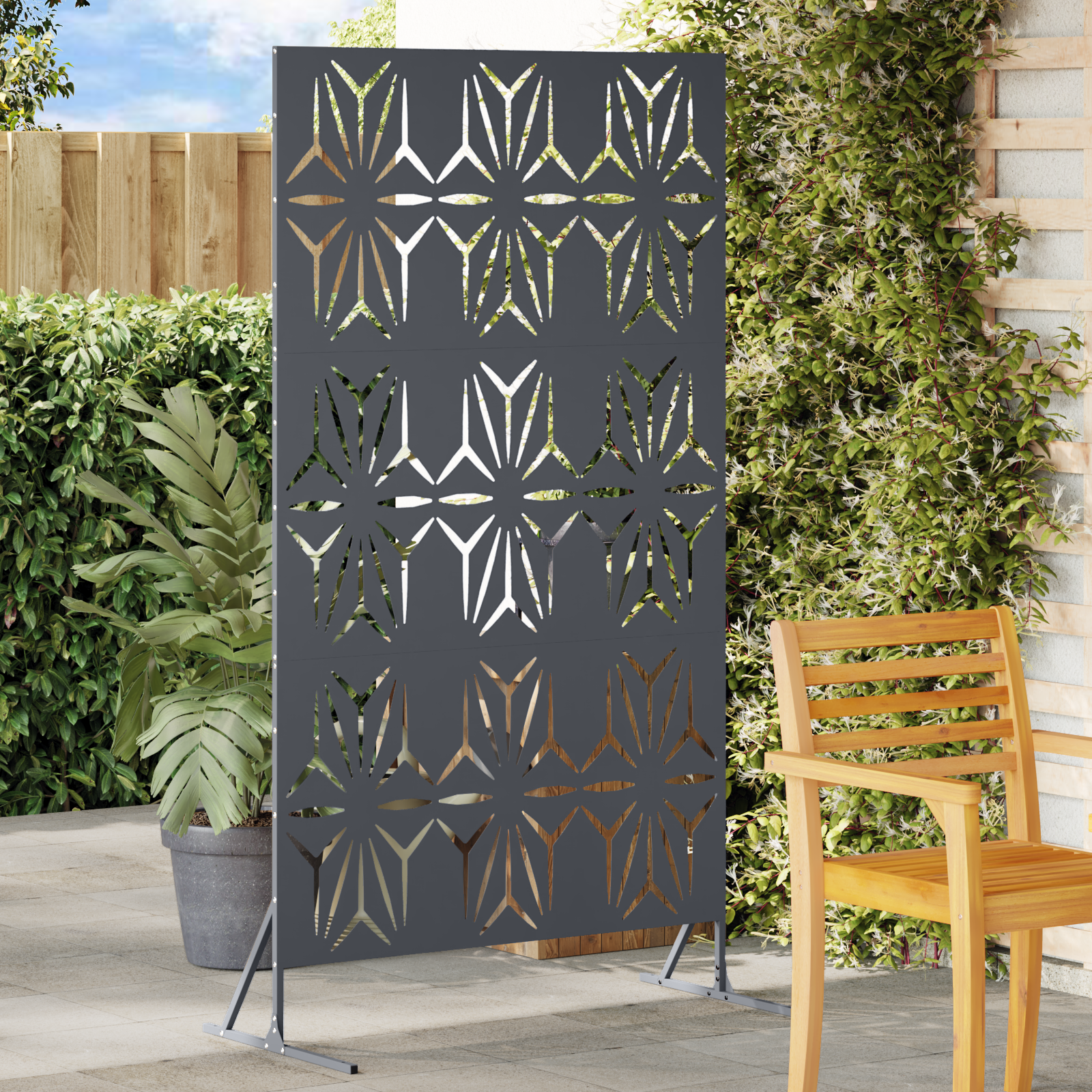 Metal Fence Panel Anthracite Metal Large Pattern
