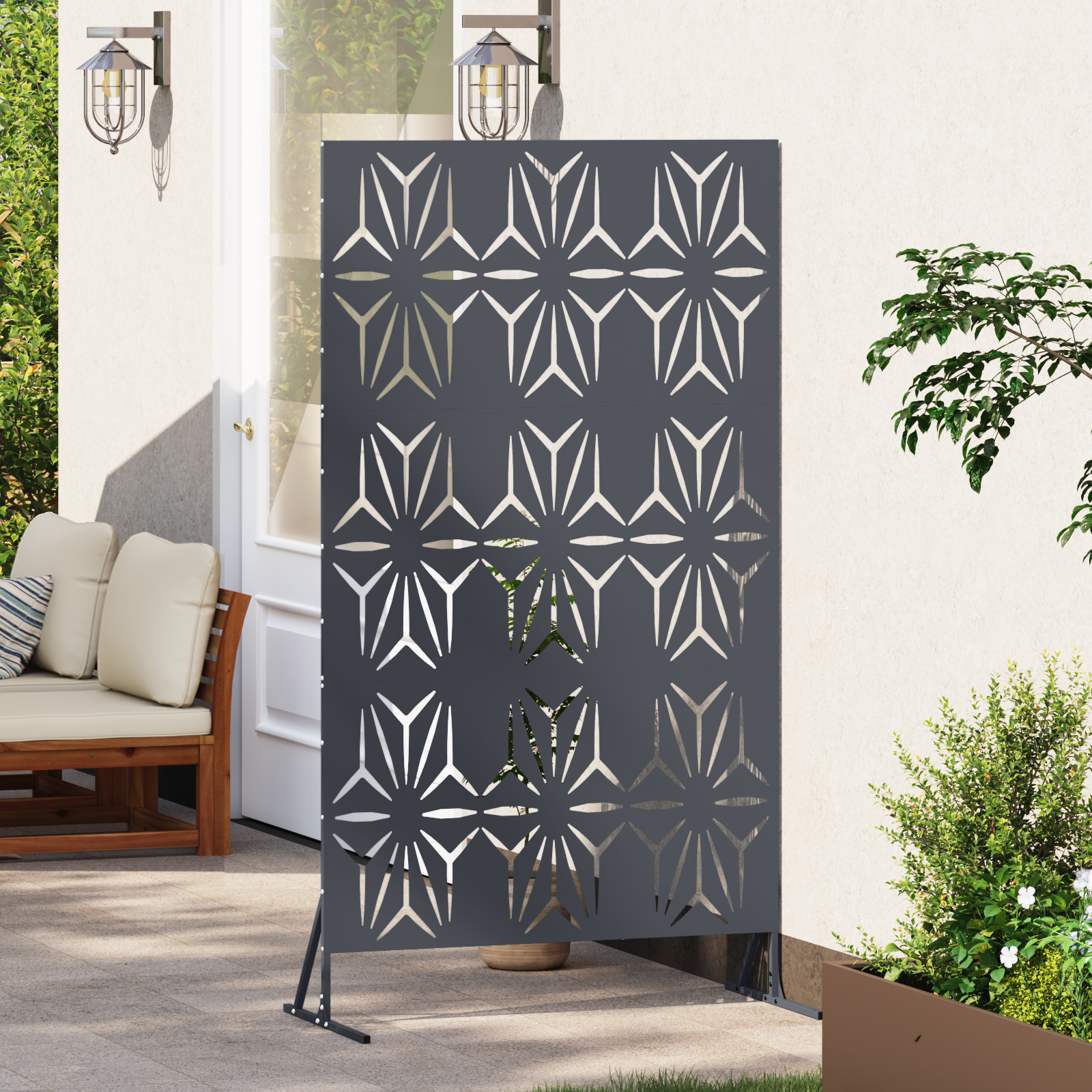 Metal Fence Panel Anthracite Metal Large Pattern - Image 3