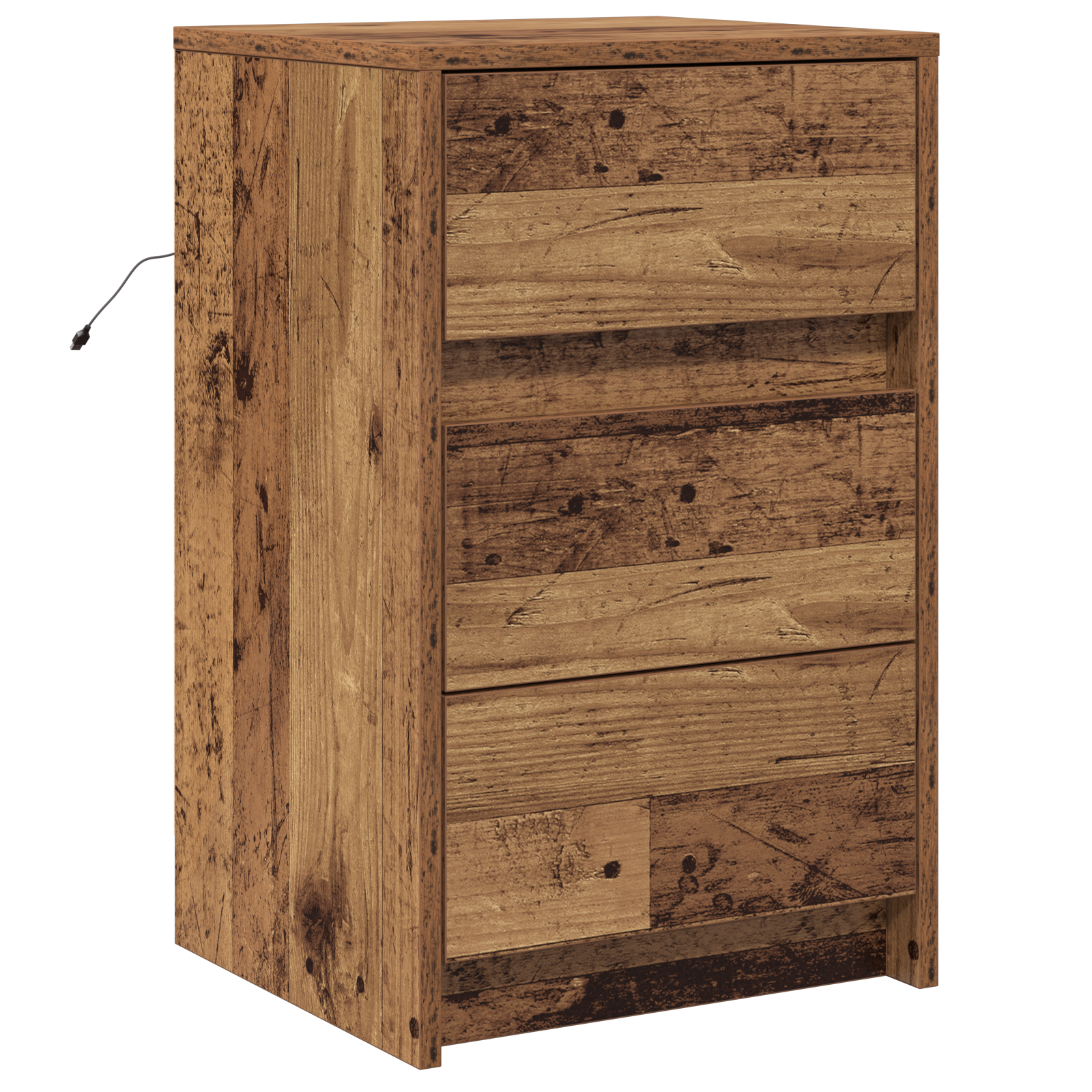 Bedside Cabinet with LED Lights Old Wood Engineered Wood - Image 2