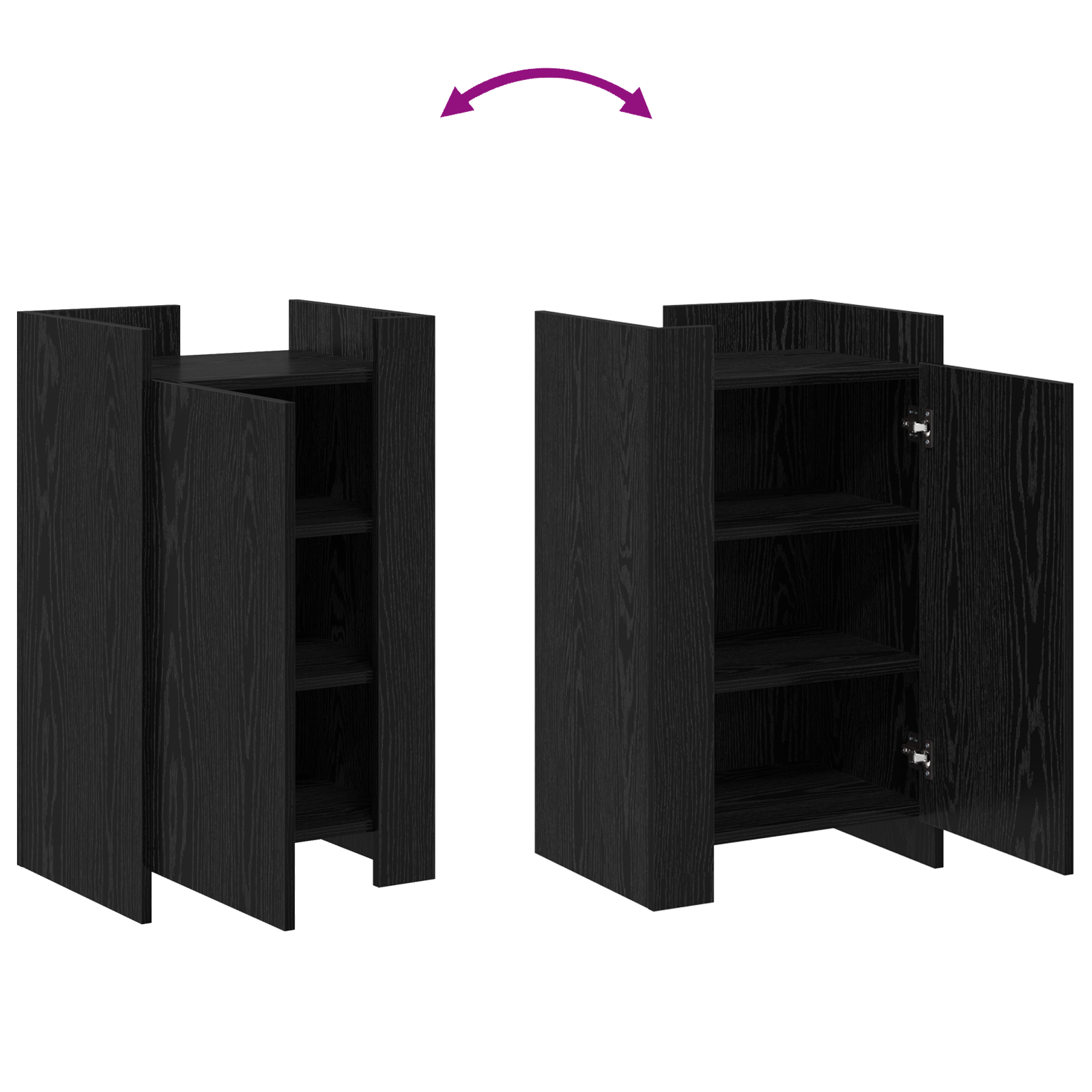 Sideboard Black Oak 45x35x75 cm Engineered Wood - Image 11