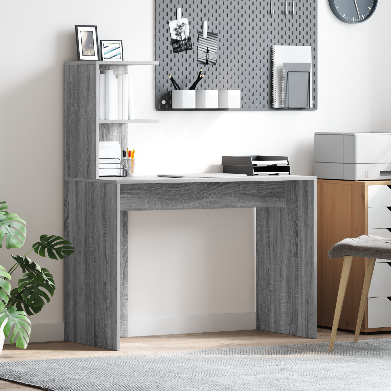 Grey Writing Desk Grey Sonoma Particle board Standard desk size