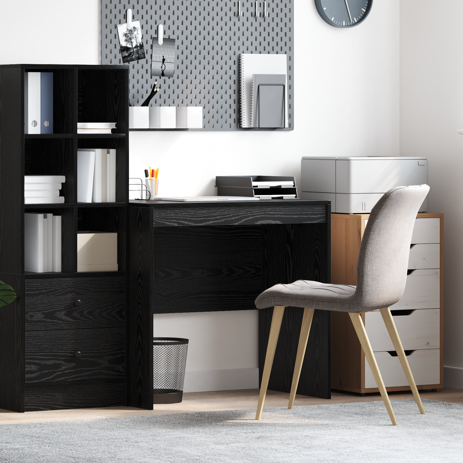 Desk Black Oak 80x50x76 cm Engineered wood