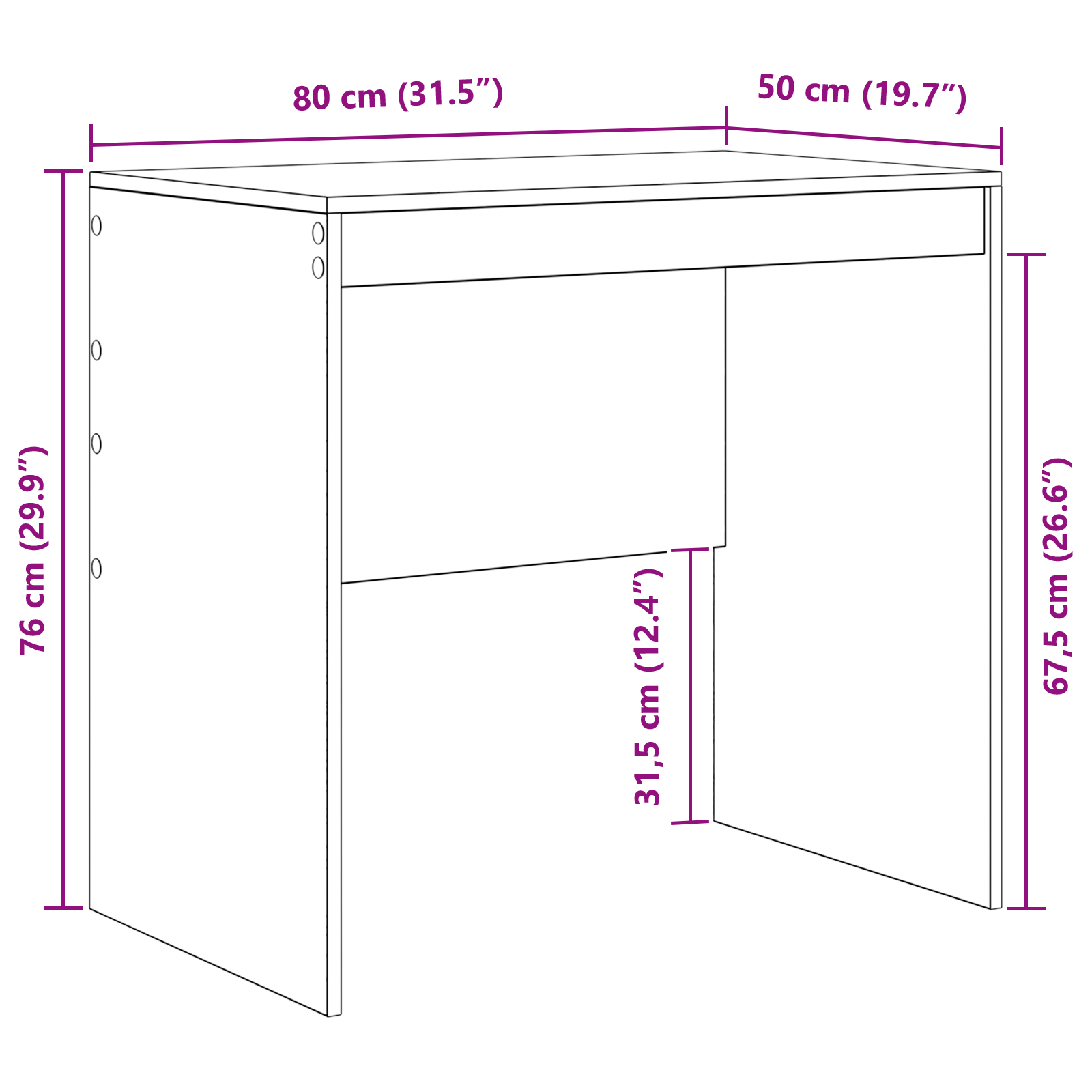 Desk Sonoma Oak 80x50x76 cm Engineered Wood - Image 8