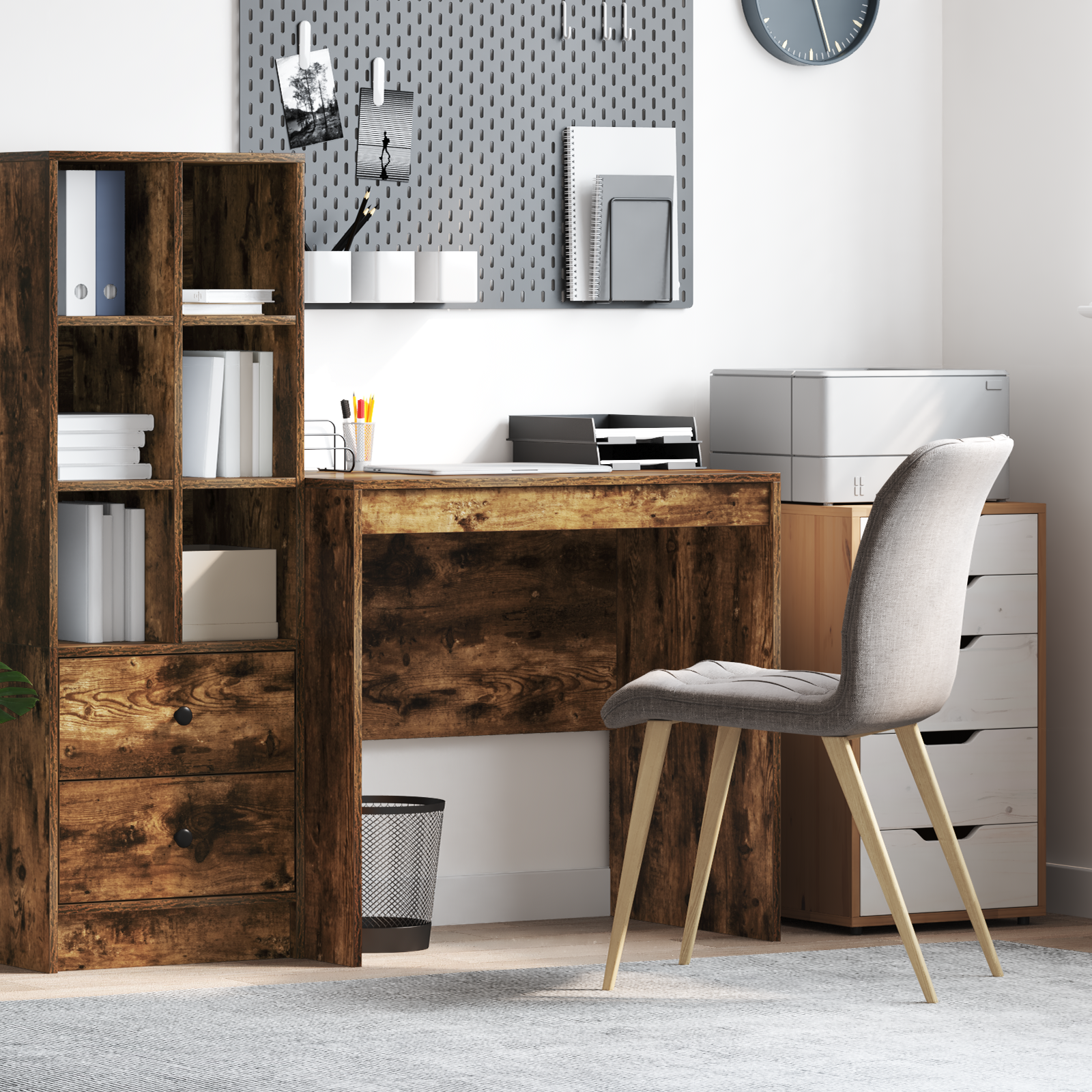 Desk Smoked Oak 80x50x76 cm Engineered Wood