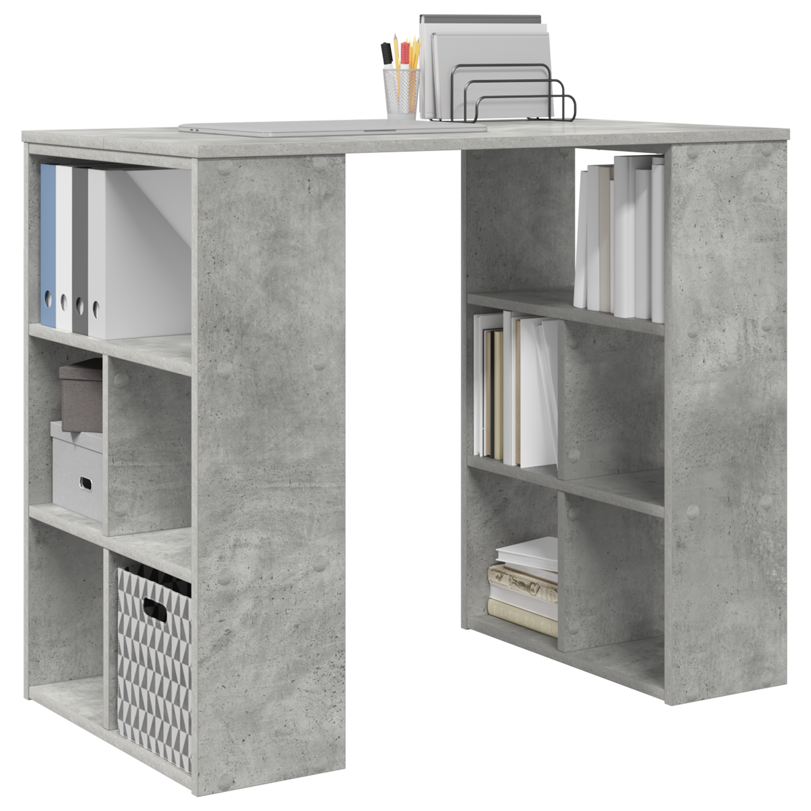 Corner Desk Concrete grey Particle board Medium Storage - Image 3