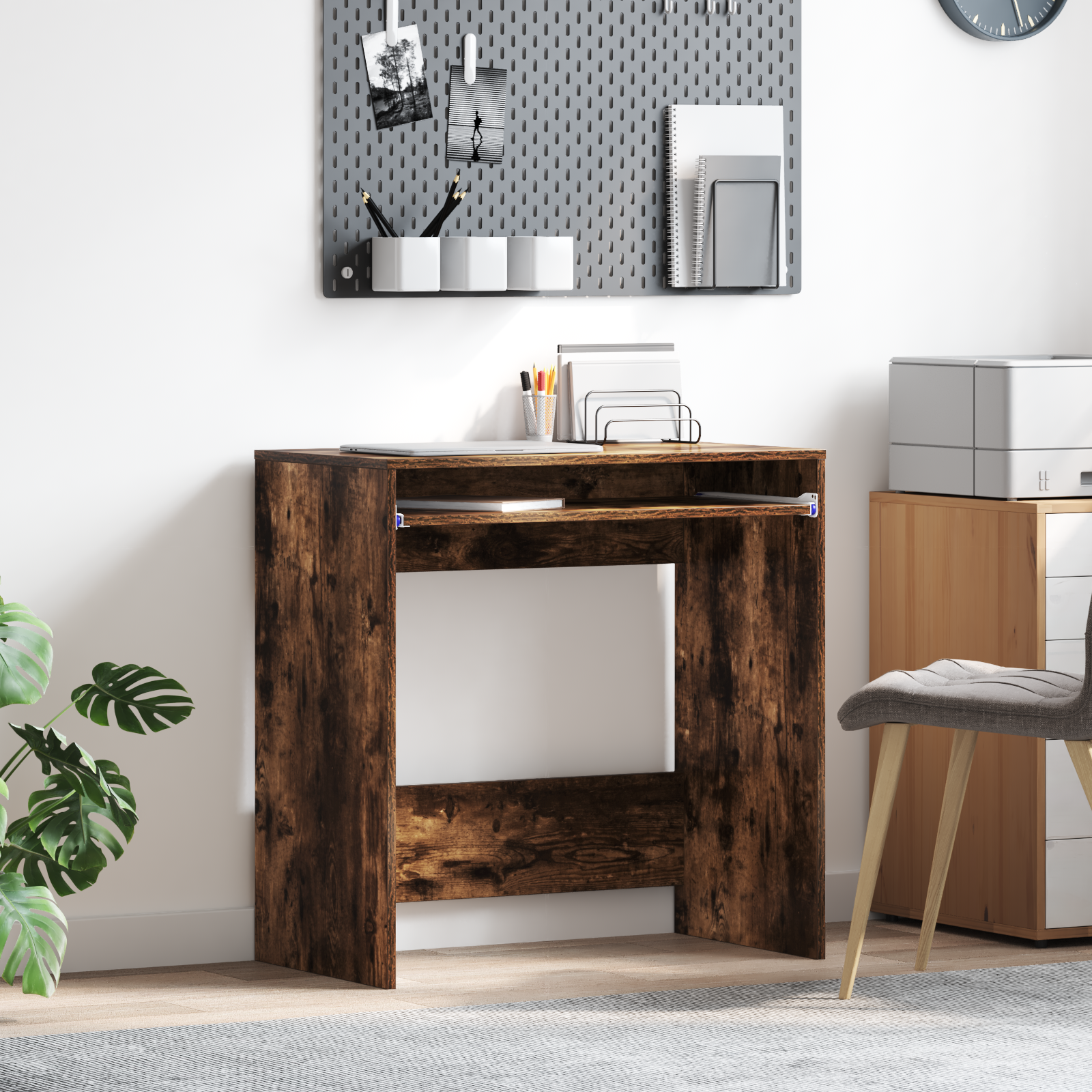 Computer Desk Smoked oak Particle board Compact Simple