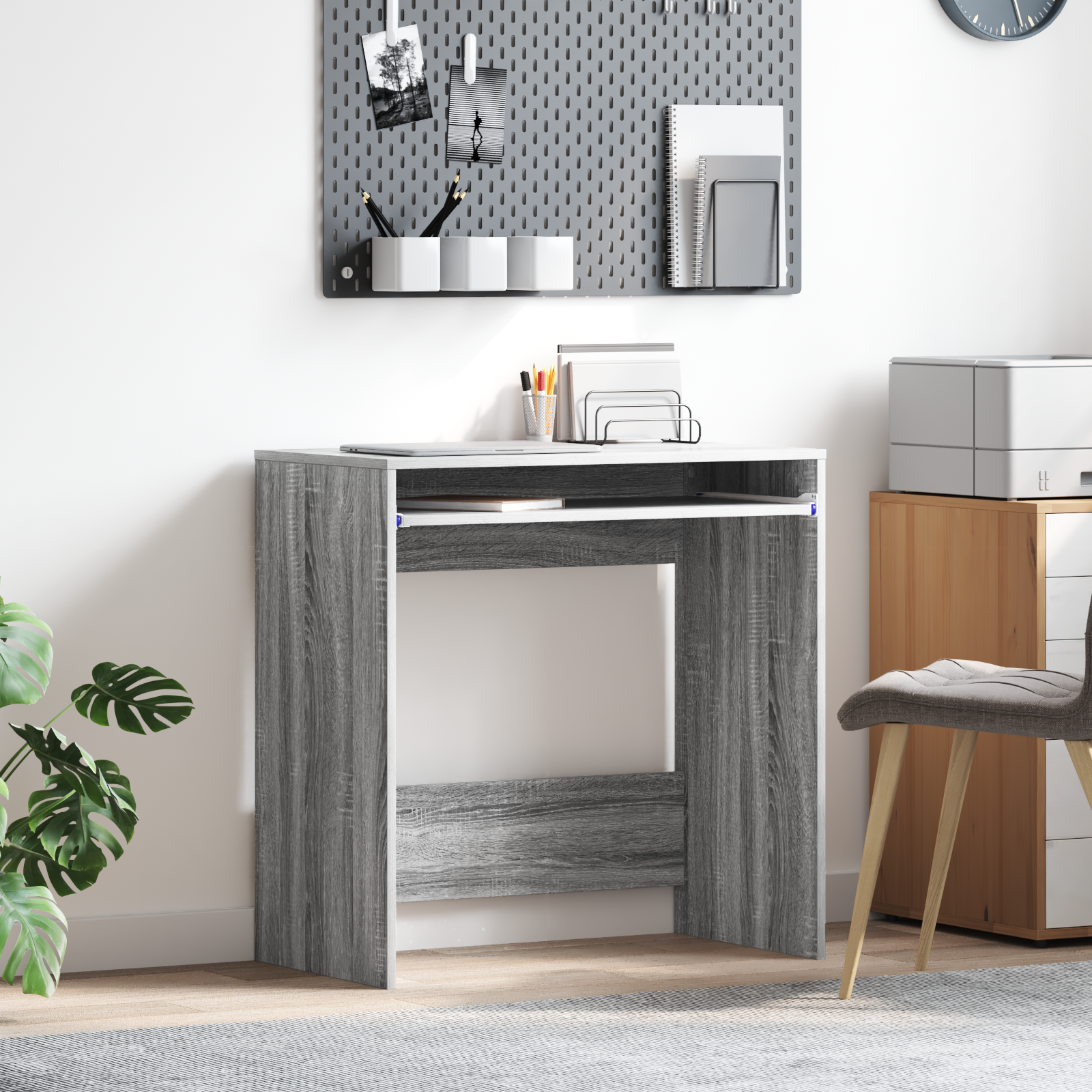 Computer Desk Grey Sonoma Engineered wood Compact Simple