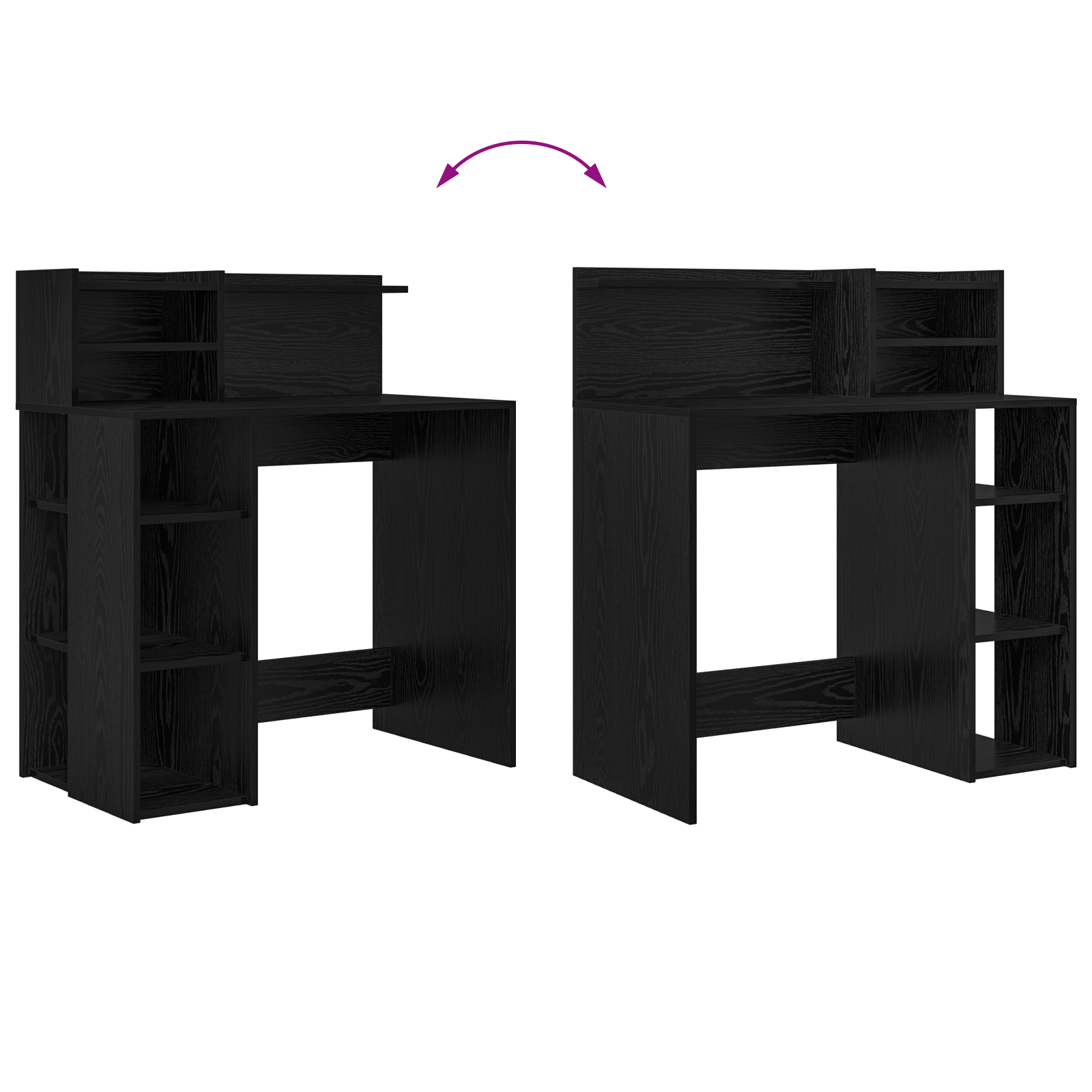 Desk with Storage Black Oak 90x48x101.5 cm Engineered wood - Image 8