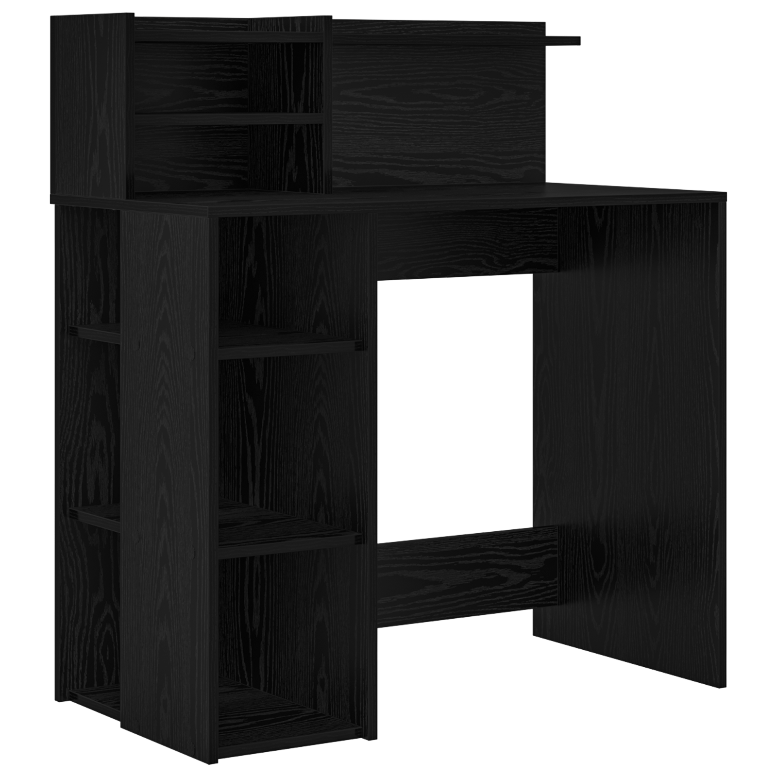 Desk with Storage Black Oak 90x48x101.5 cm Engineered wood - Image 2