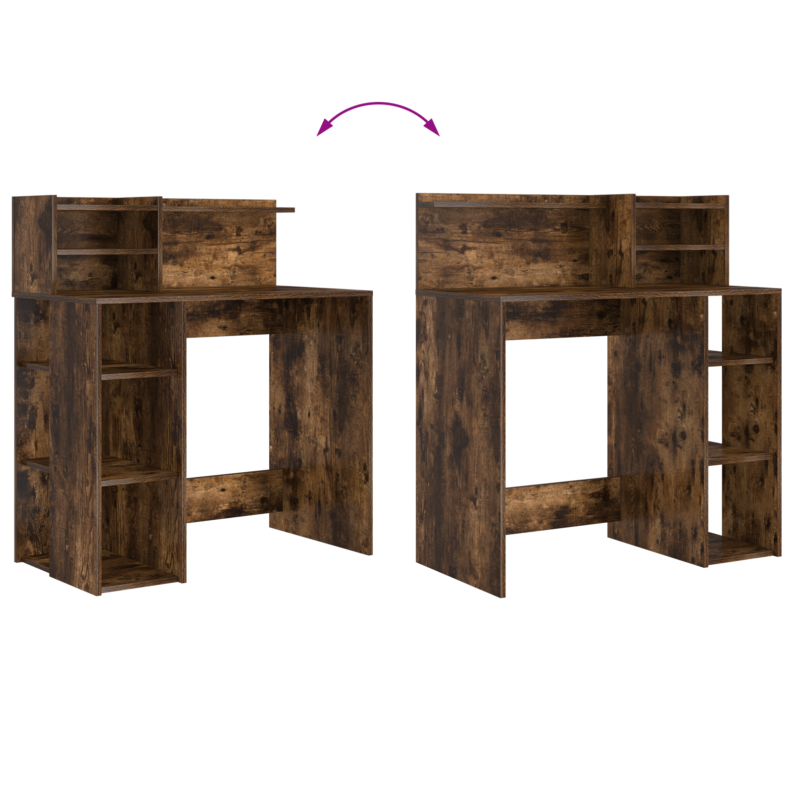 Desk with Storage Smoked Oak 90x48x101.5 cm Engineered Wood - Image 8