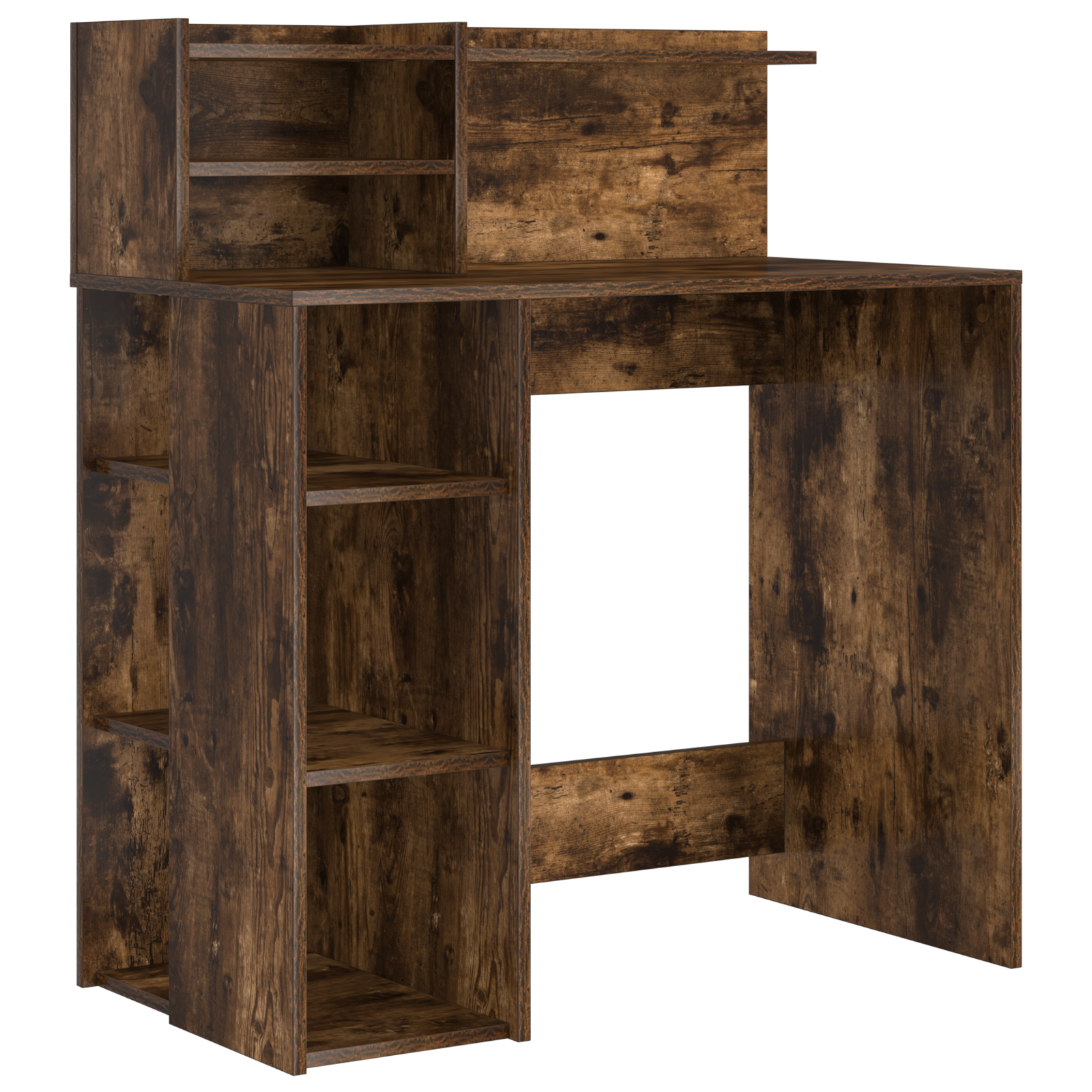 Desk with Storage Smoked Oak 90x48x101.5 cm Engineered Wood - Image 2