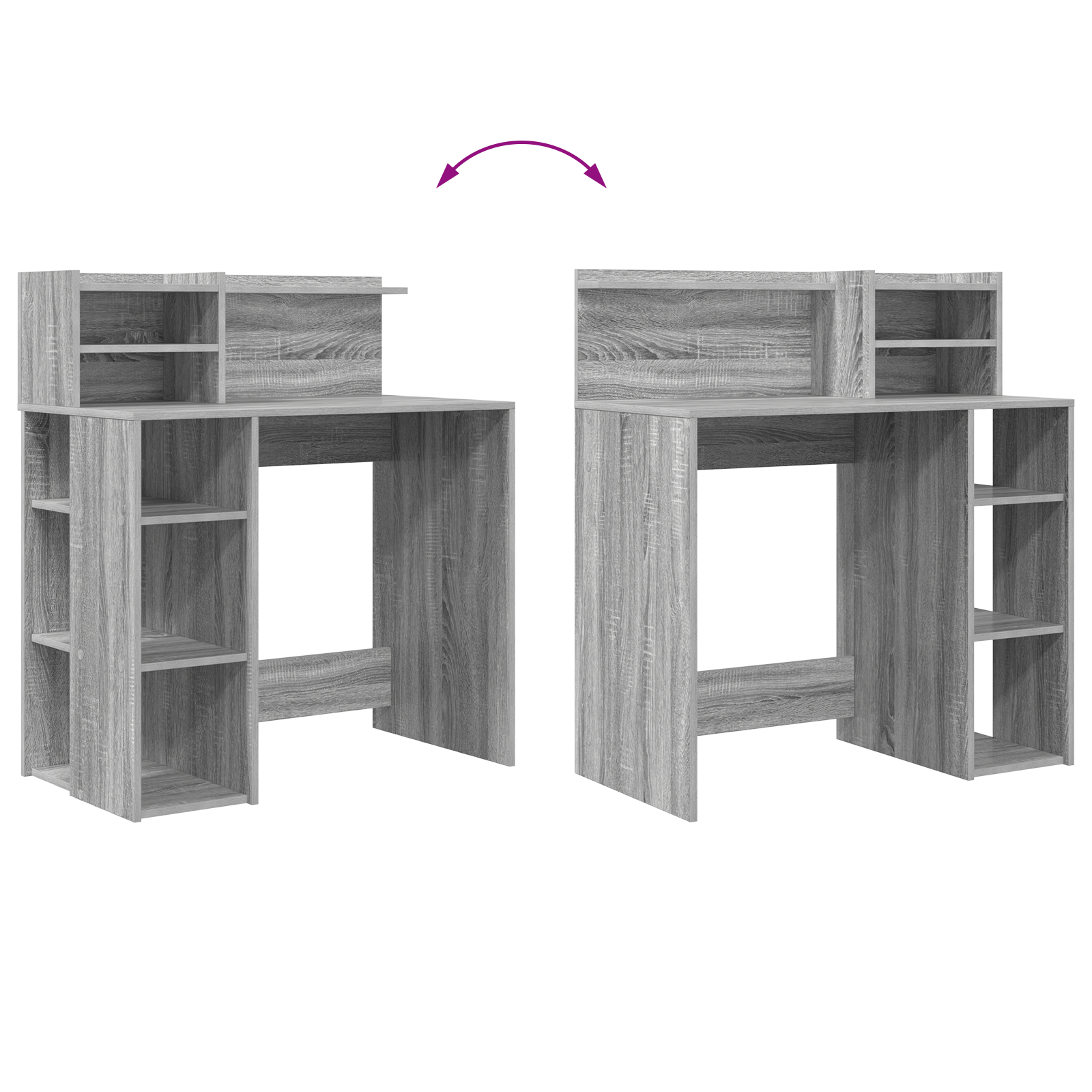 Desk with Storage Grey Sonoma 90x48x101.5 cm Engineered wood - Image 8