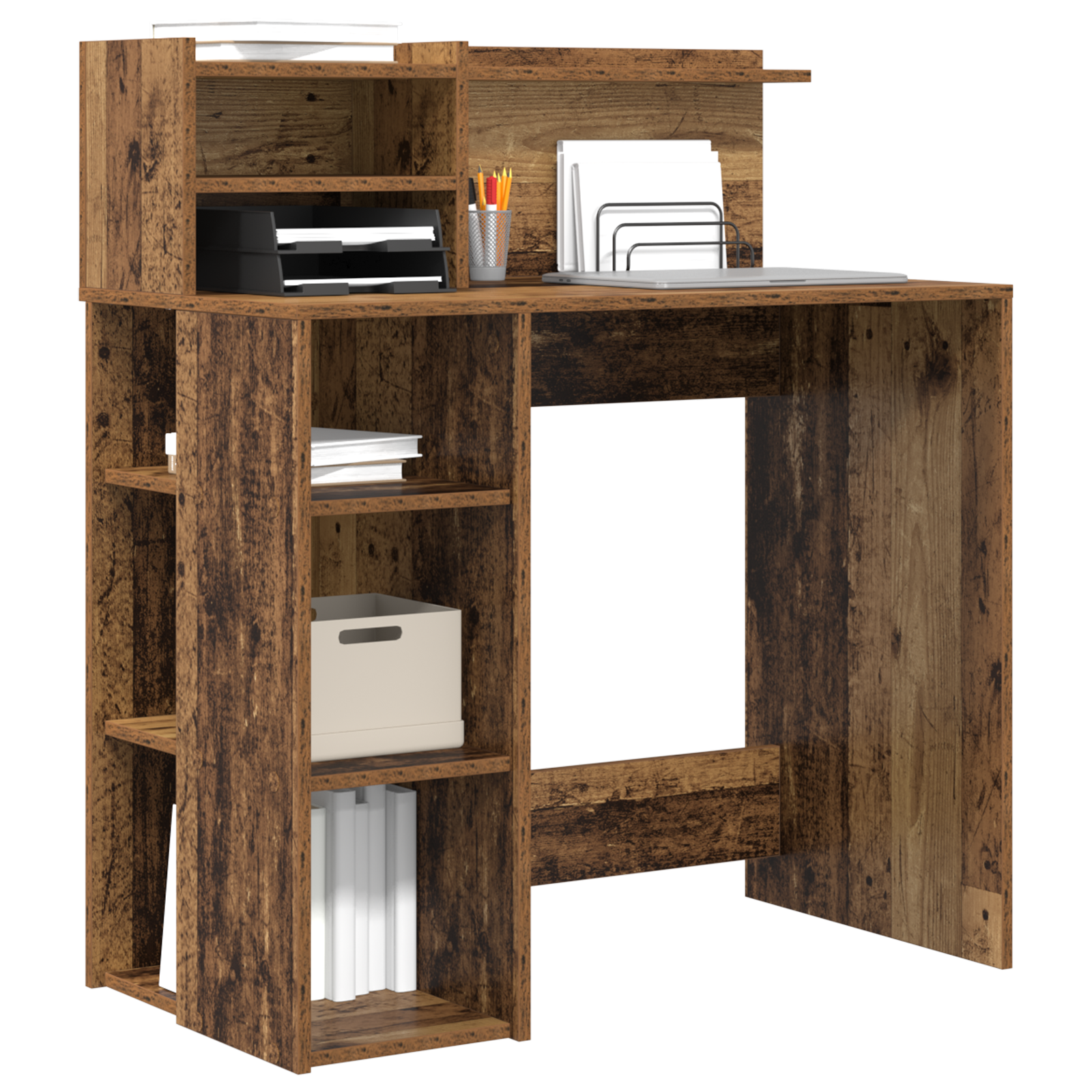 Desk with Storage Old Wood 90x48x101.5 cm Engineered wood - Image 3
