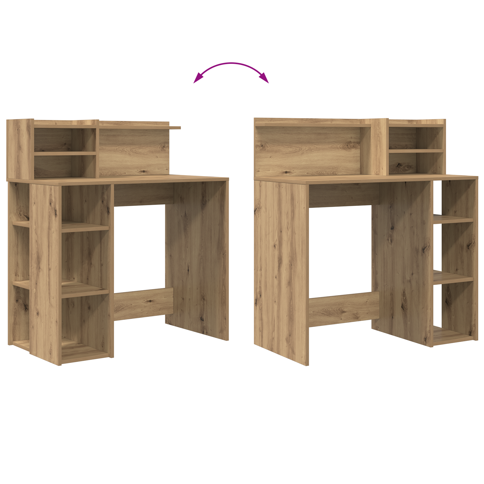 Desk with Storage Artisan Oak 90x48x101.5 cm Engineered wood - Image 8